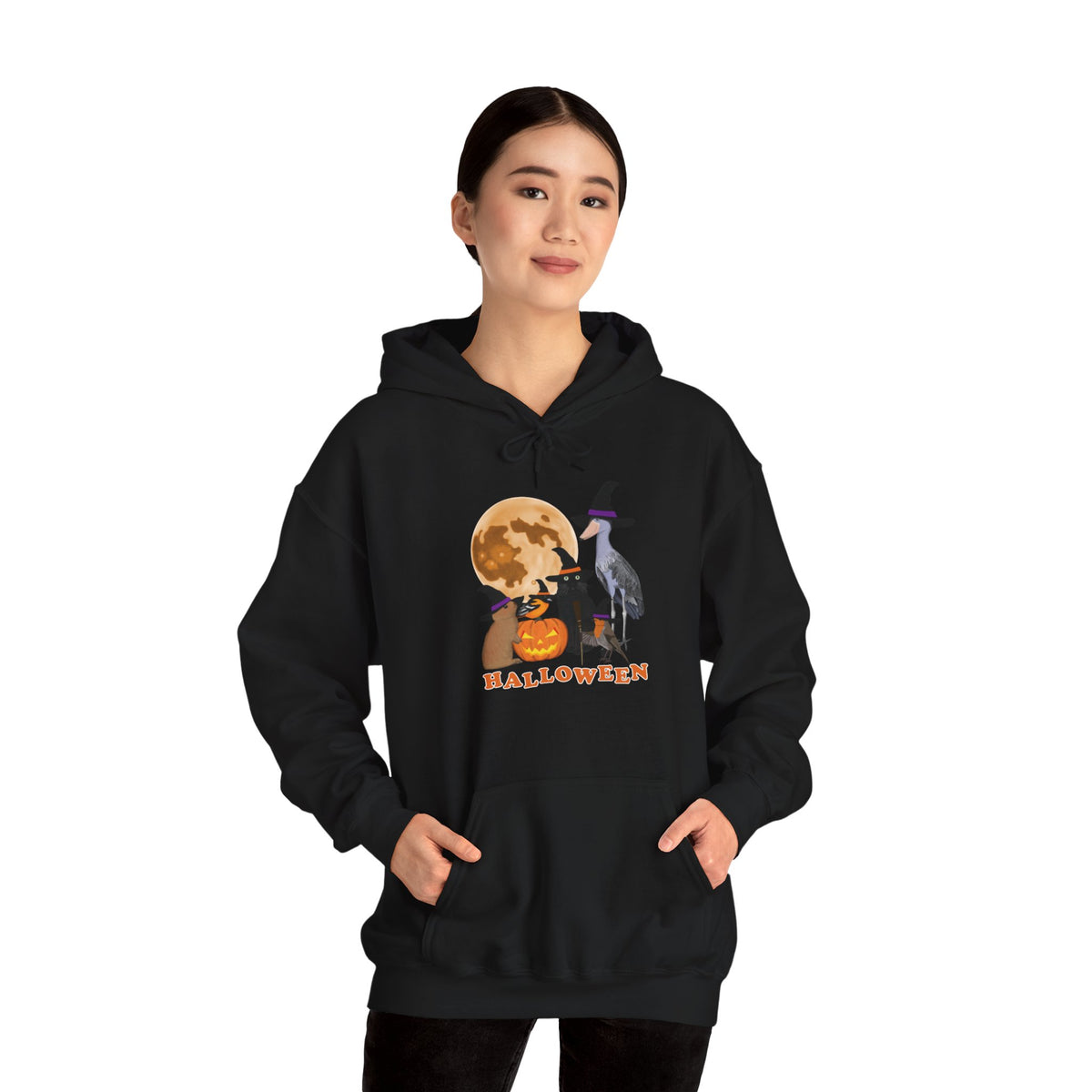 Baltimore Oriole Robin Shoebill with Cat and Bunny Halloween Bird Hoodie