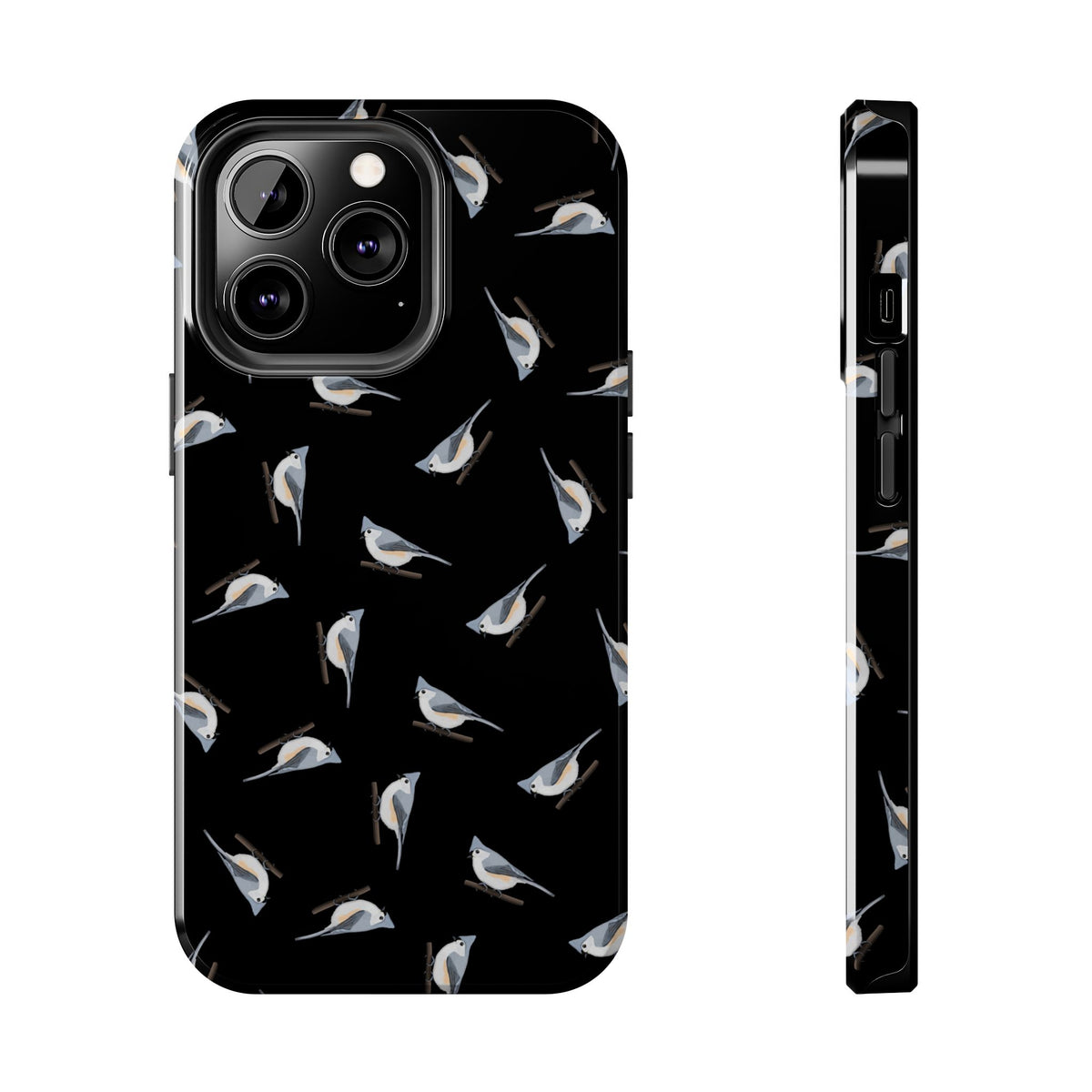 Tufted Titmouse iPhone Case Black – Premium Tough Phone Cover for Bird Lovers