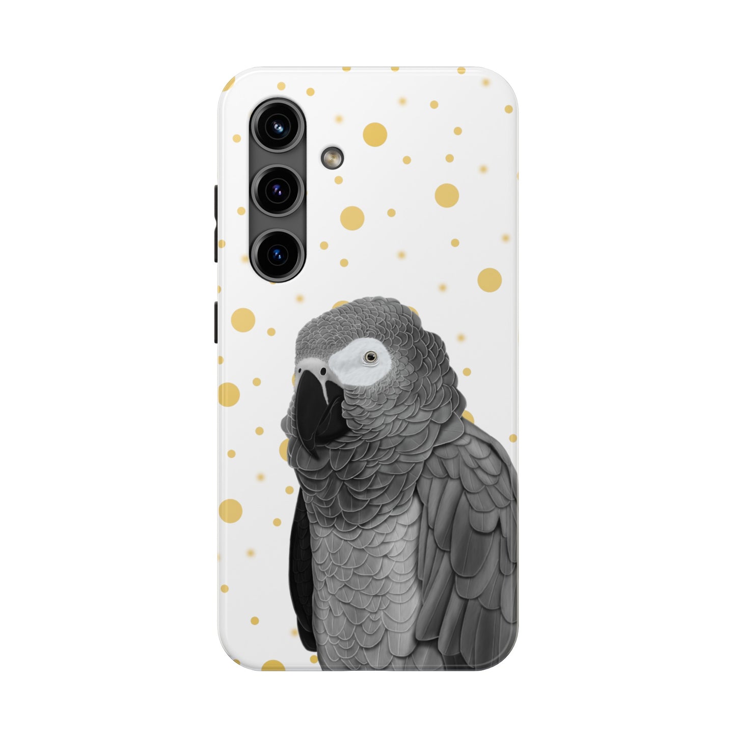 Grey Parrot Bird Art Tough Phone Case White