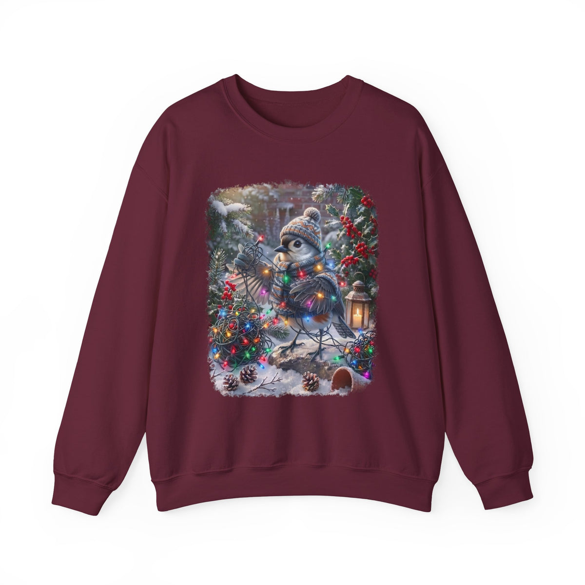 Tufted Titmouse Christmas Sweatshirt – Tangled Lights Winter Crewneck