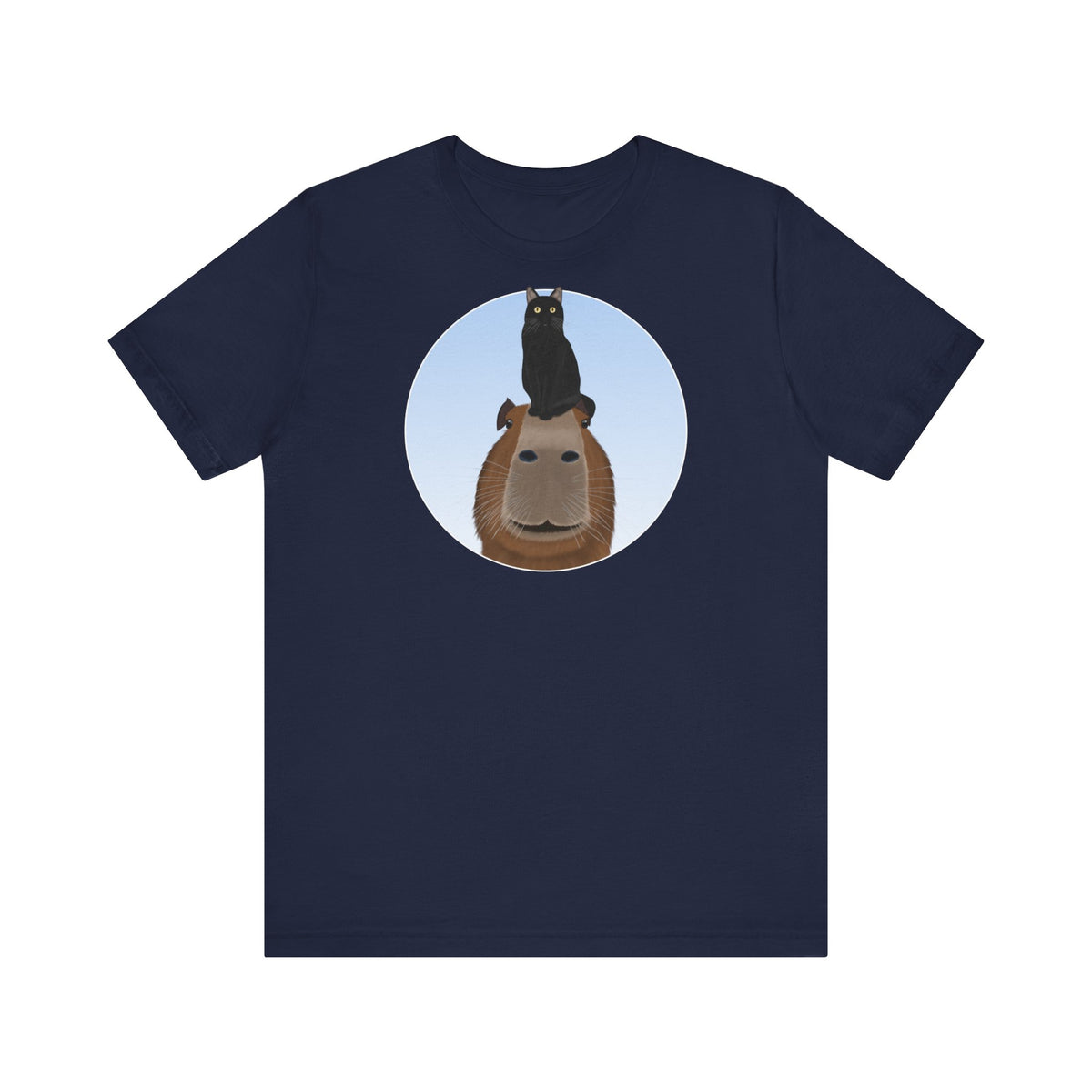 Capybara mit Schwarzer Katze T-Shirt
