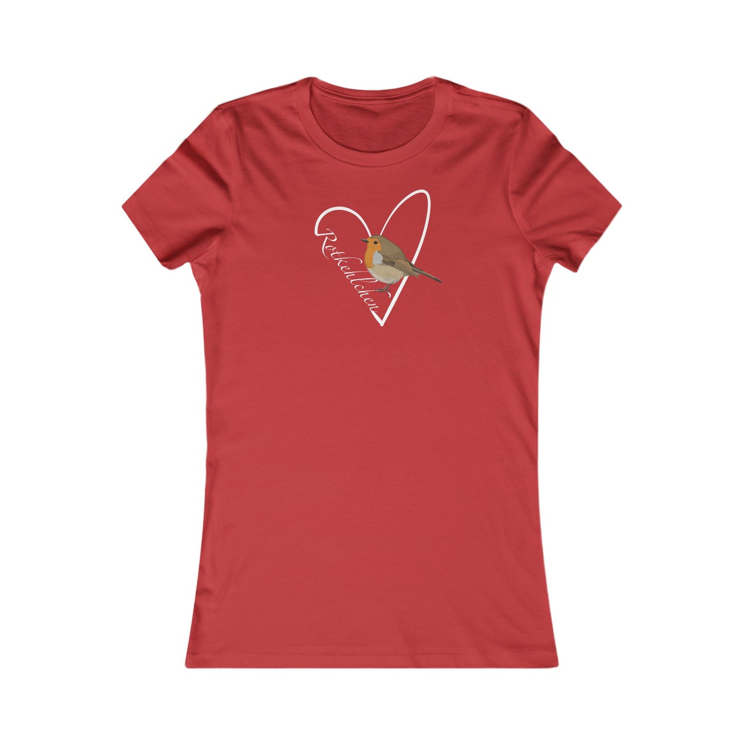 Rotkehlchen mit Herz Vogel Frauen T-Shirt für Vogelfreundinnen