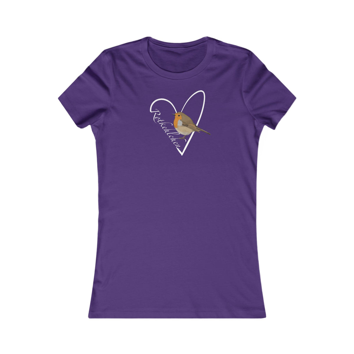 Rotkehlchen mit Herz Vogel Frauen T-Shirt für Vogelfreundinnen – Bird Graphic Tee,