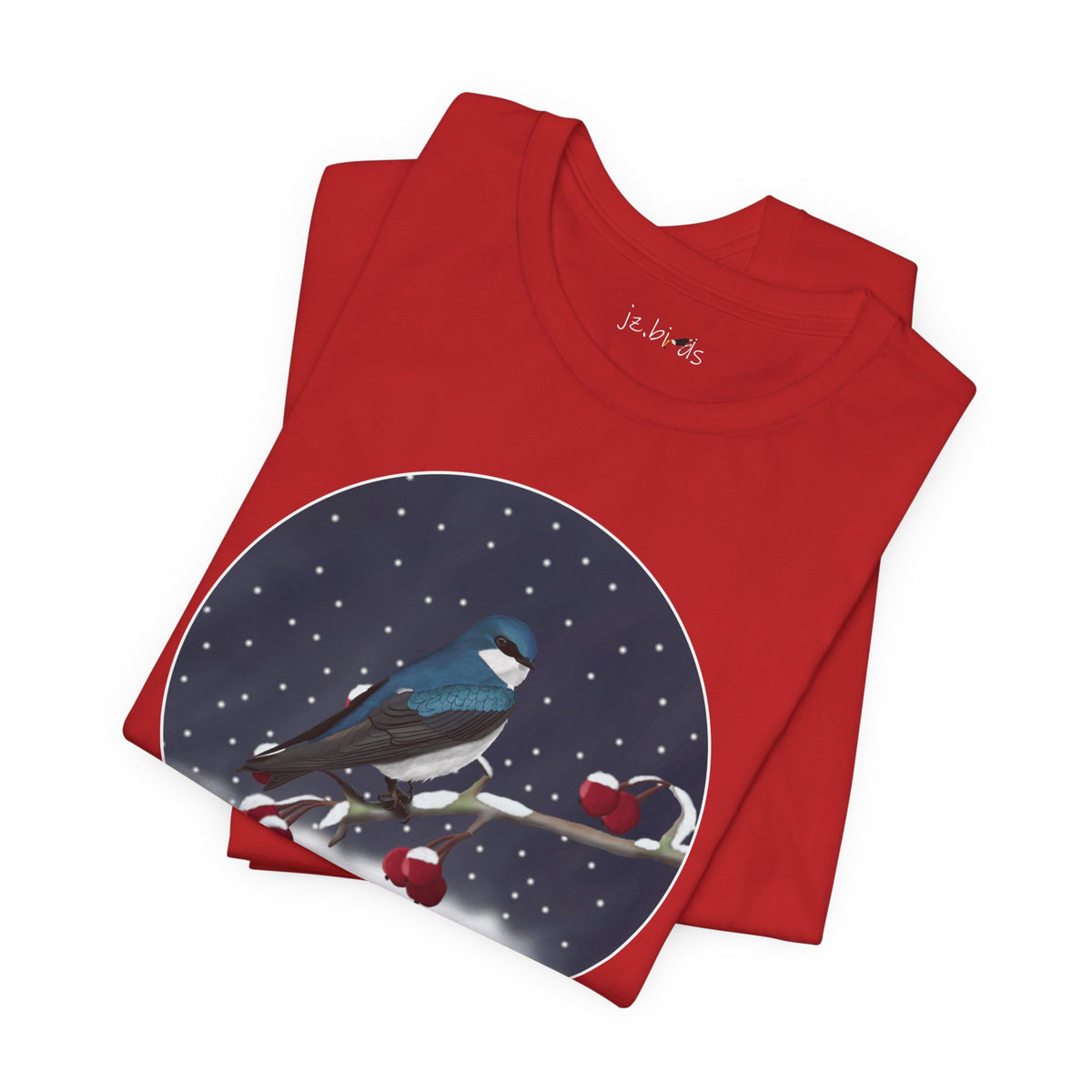 Tree Swallow on a Winter Branch Birdwatcher Christmas Bird T-Shirt