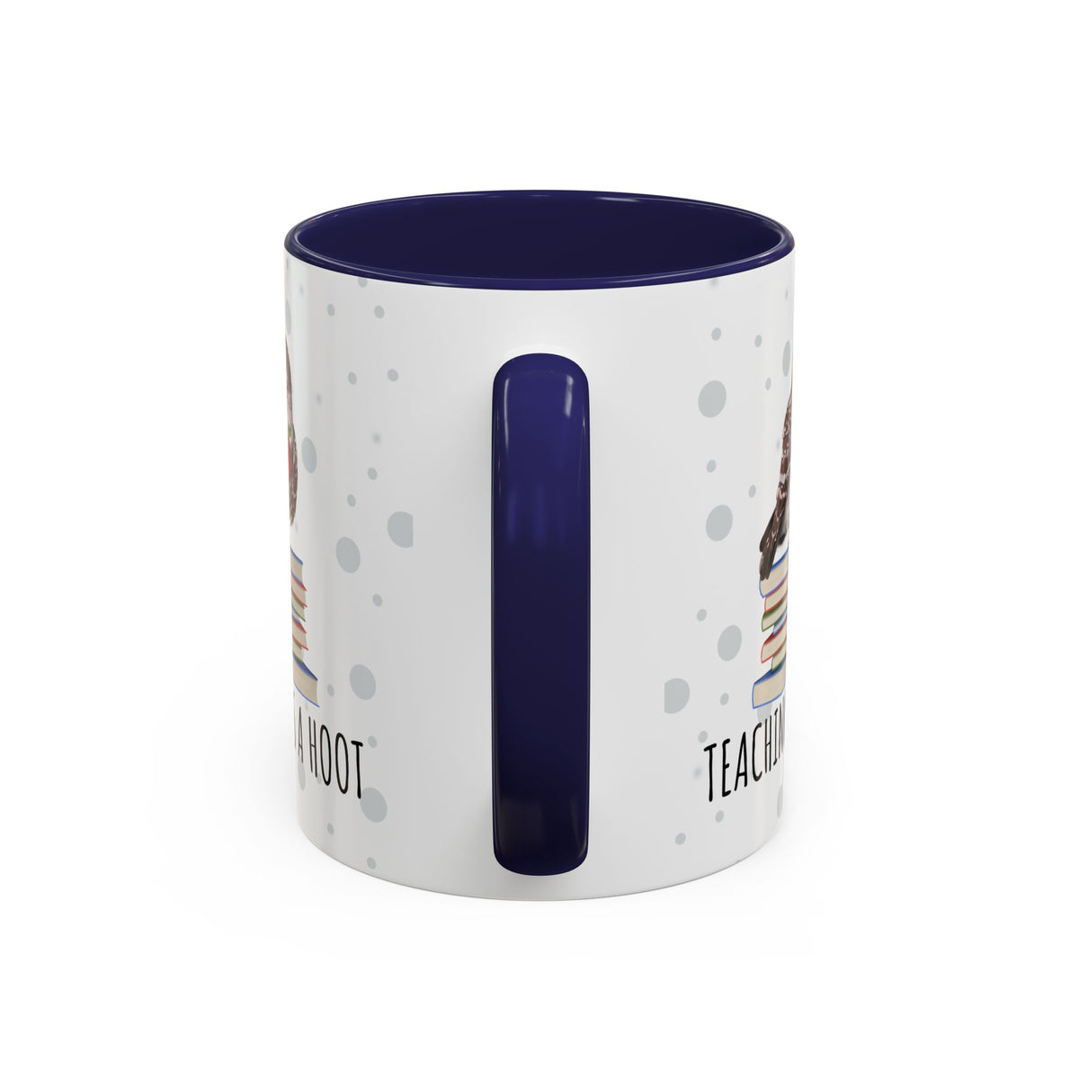Cute Owl on Books Teacher Mug – Teaching is a Hoot – Two-Tone Classroom Coffee Cup