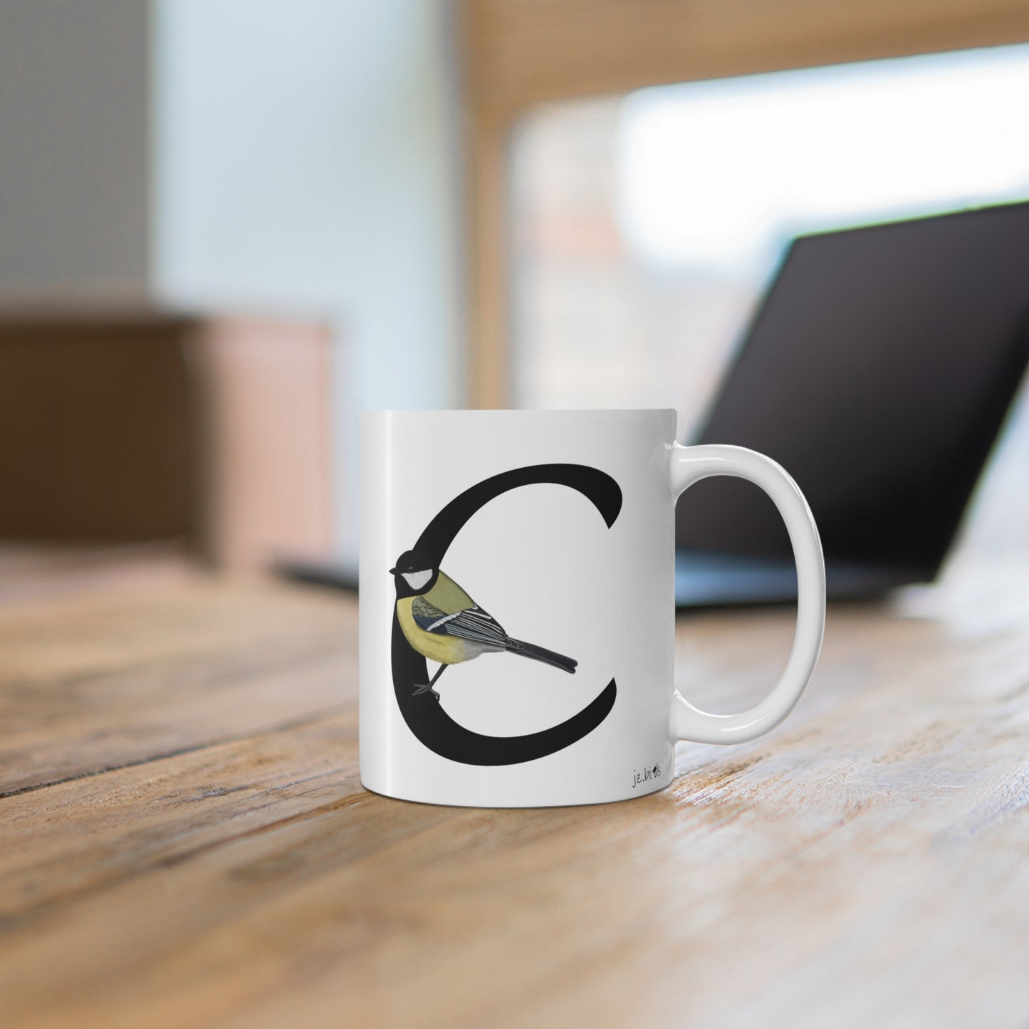 チカディー レターC バード セラミックマグ 11オンス ホワイト