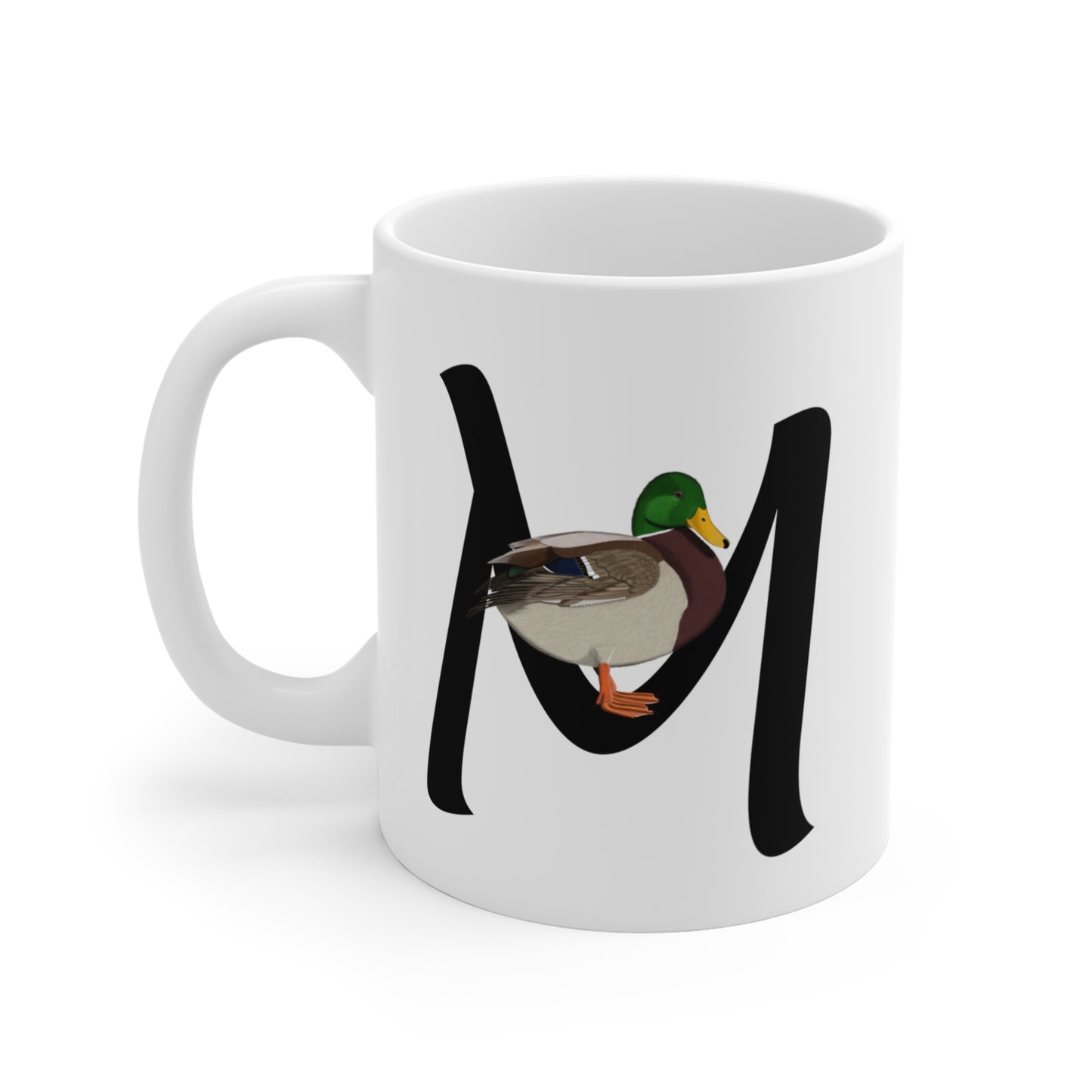 Mallard Letter M Bird Ceramic Mug 11oz White