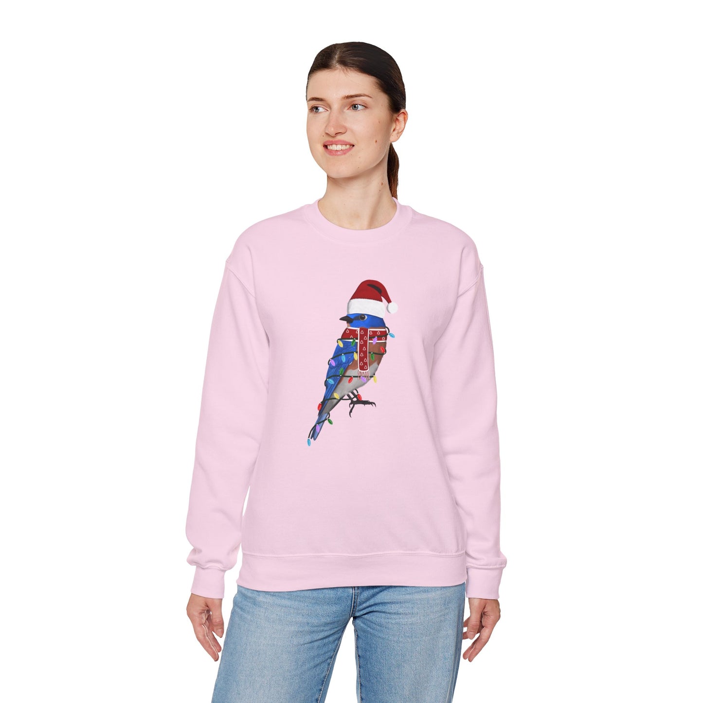 Bluebird with Fairy Lights Santa Claus Christmas Bird Sweatshirt