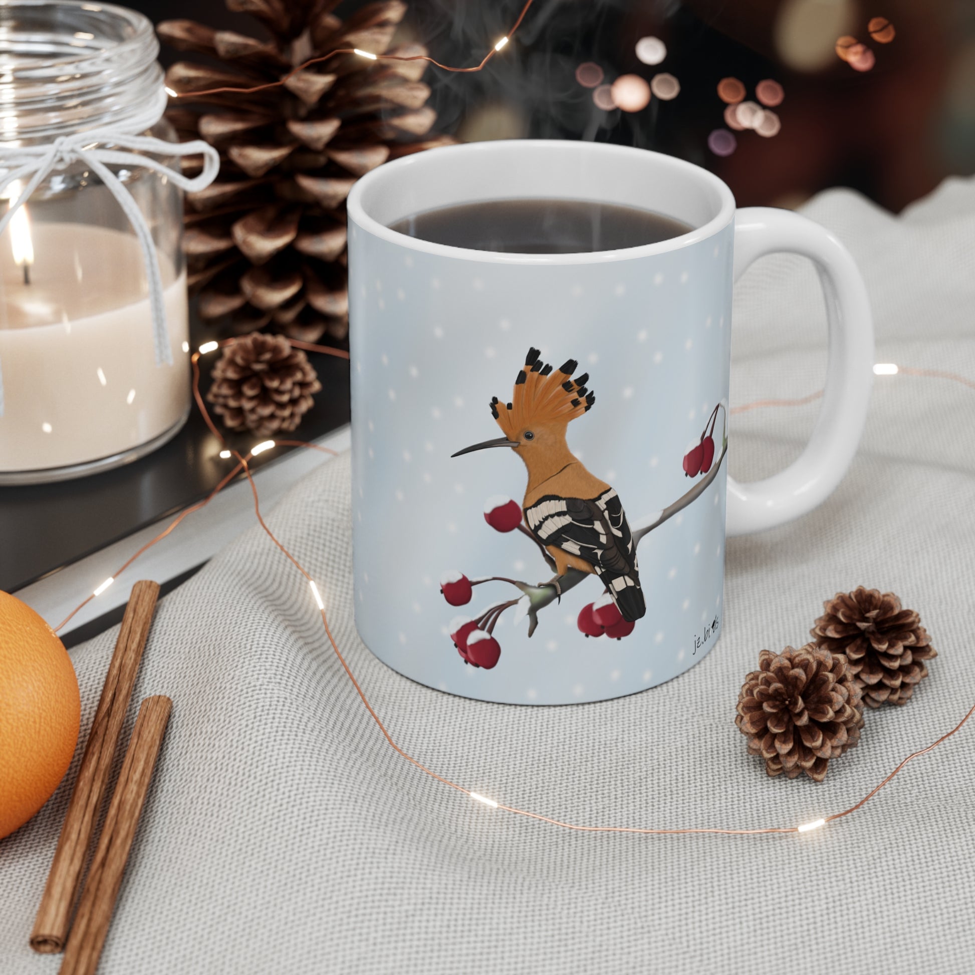 Hoopoe Winter Bird Ceramic Mug 11oz - jz.birds
