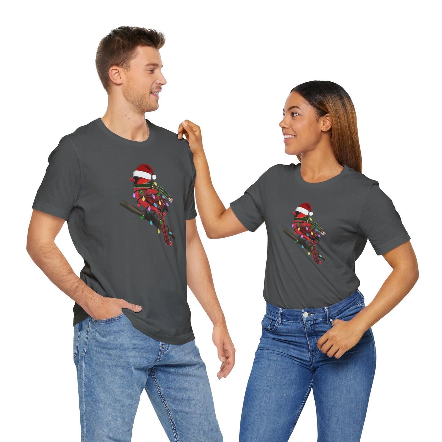 Cardinal with Fairy Lights Christmas Bird T-Shirt