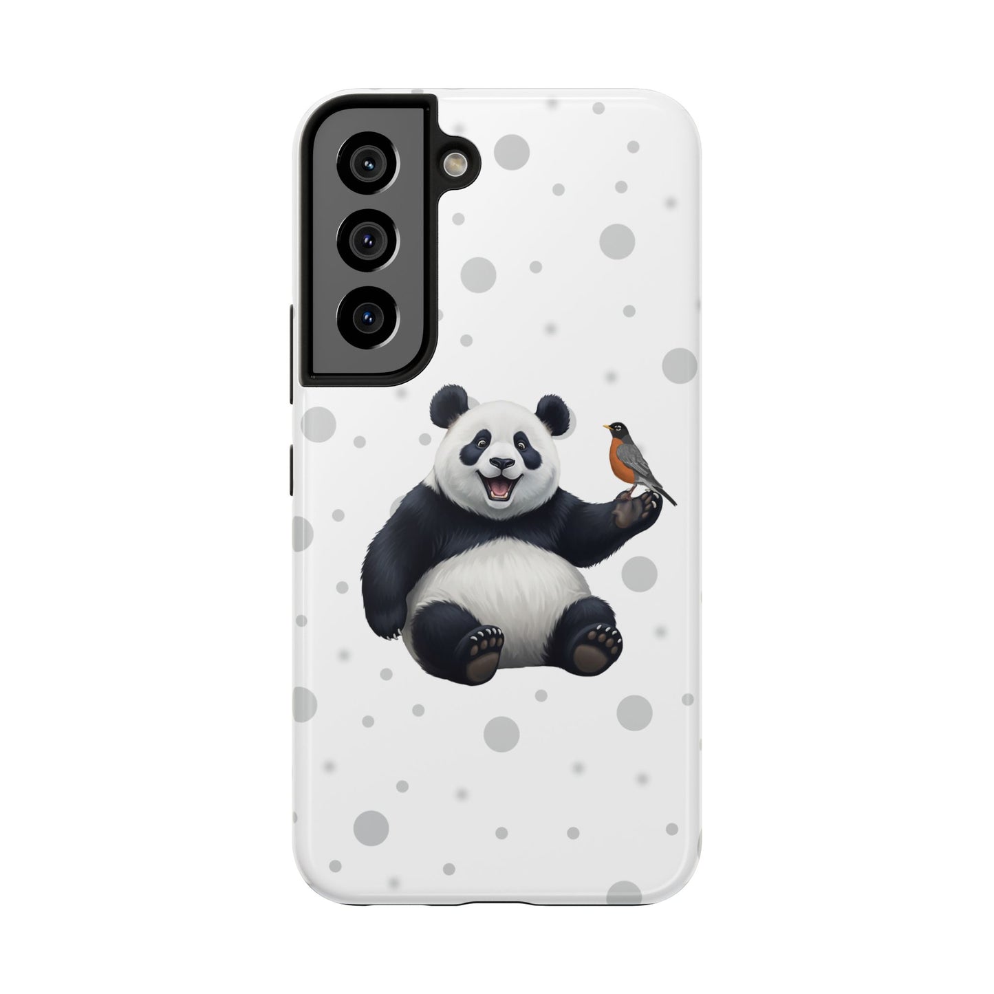 Cute Panda Bear with American Robin Animal iPhone Case - Dual-Layer PC/TPU Protective Cover for iPhone