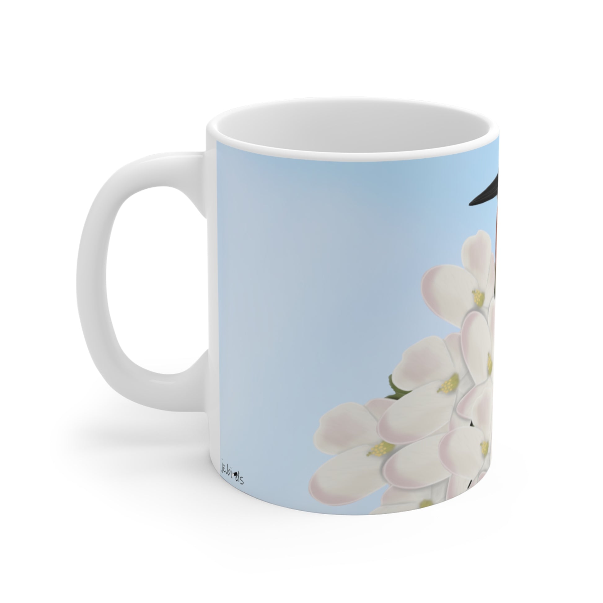 Kingfisher Spring Apple Blossoms Bird Ceramic Mug 11oz - jz.birds