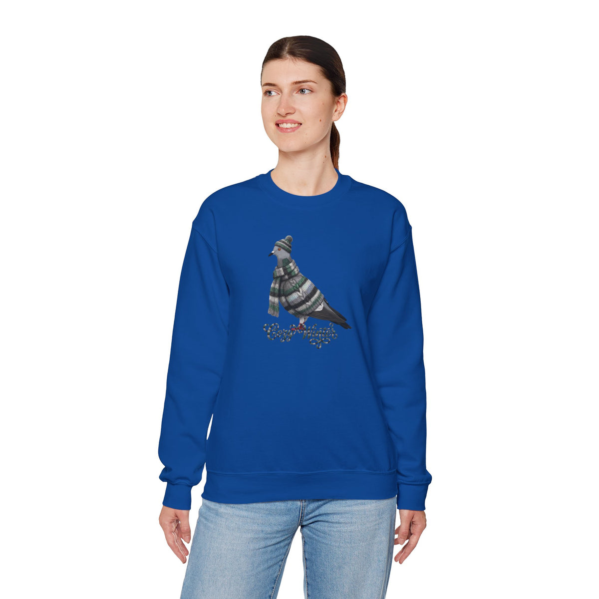 Pigeon Cozy Winter Sweatshirt | Bird Watcher Crewneck | Unisex Songbirds Wearing Knit Gift for Bird Lovers