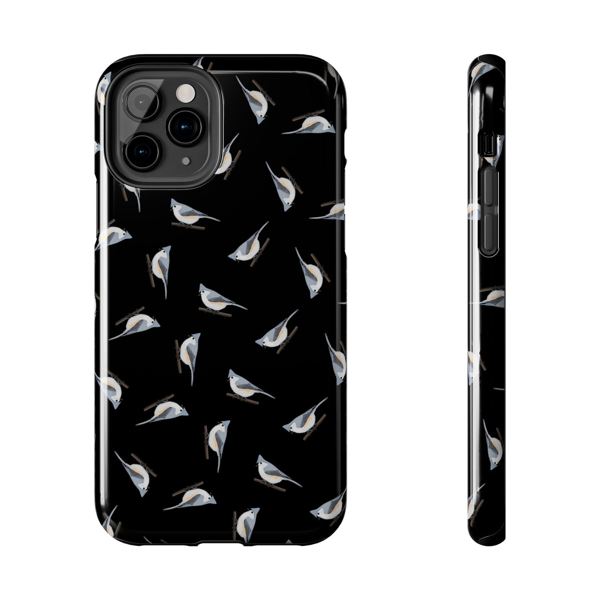 Tufted Titmouse Phone Case – iPhone Black – Premium Tough Cover for Bird Lovers