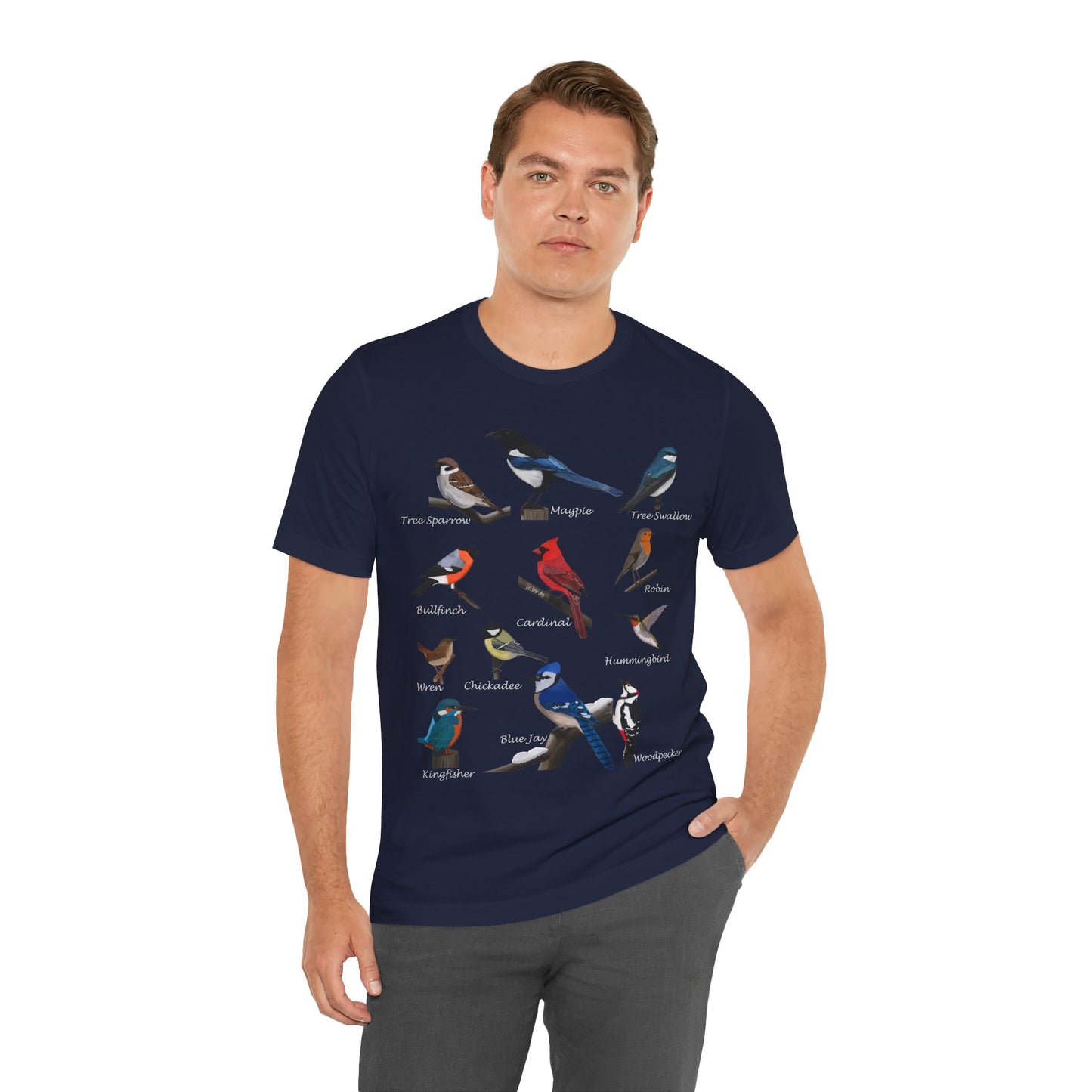 Garden Birds Blue Jay Cardinal Robin Chickadee Birding & Birdwatching Bird T-Shirt