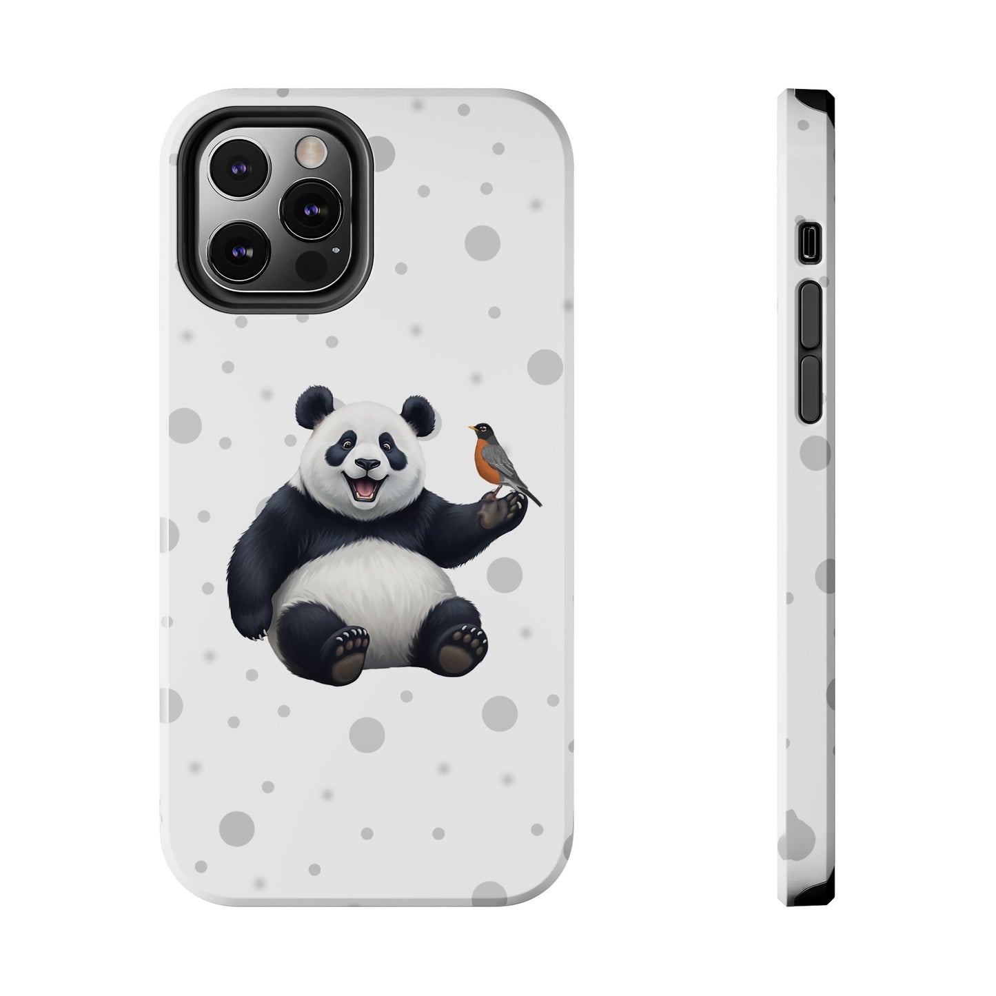 Cute Panda Bear with American Robin Animal iPhone Case - Dual-Layer PC/TPU Protective Cover for iPhone