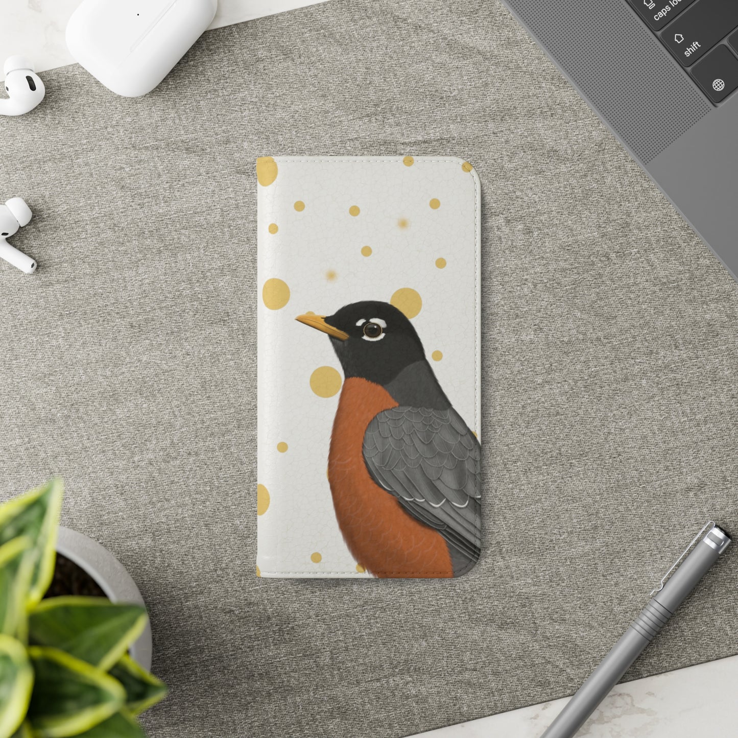 Robin Bird Art Phone Flip Case