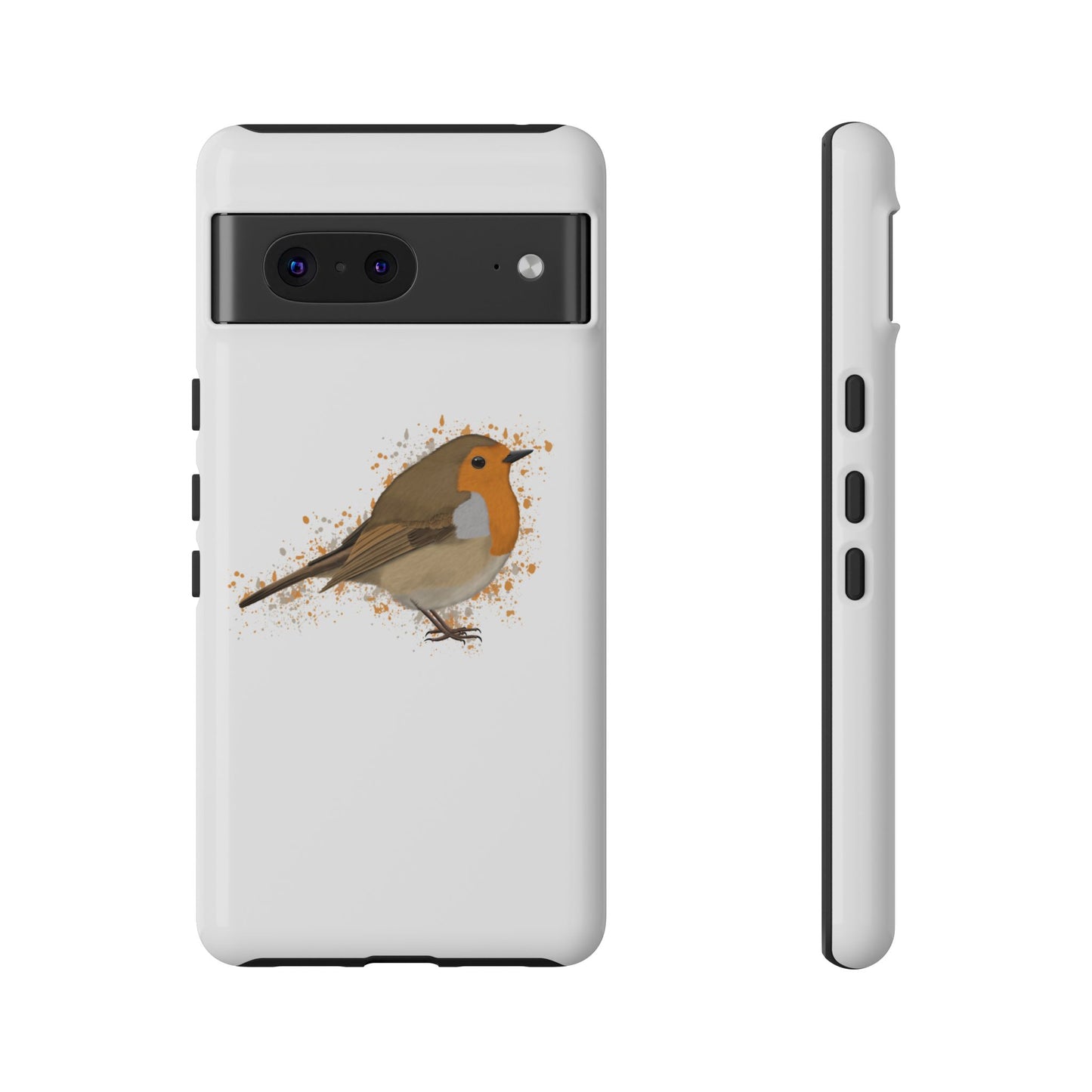 Rotkehlchen Vogel iPhone & Google Pixel Vogelmotiv Handyhülle Weiß