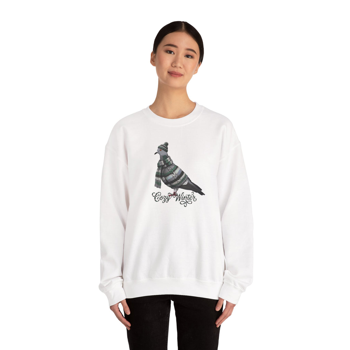 Pigeon Cozy Winter Sweatshirt | Bird Watcher Crewneck | Unisex Songbirds Wearing Knit Gift for Bird Lovers