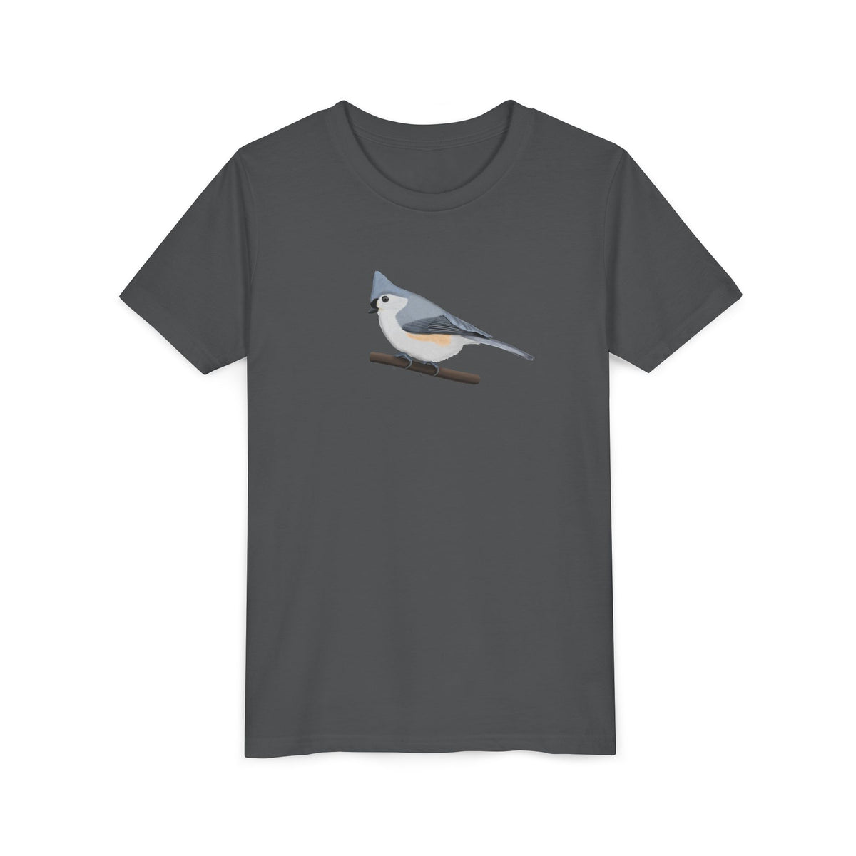 Tufted Titmouse Kids T-Shirts in Black