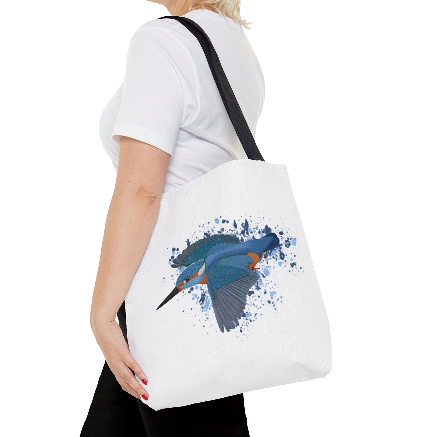 Eisvogel Tragetasche 40x40cm Vogel Tasche Weiß für Vogelbeobachter