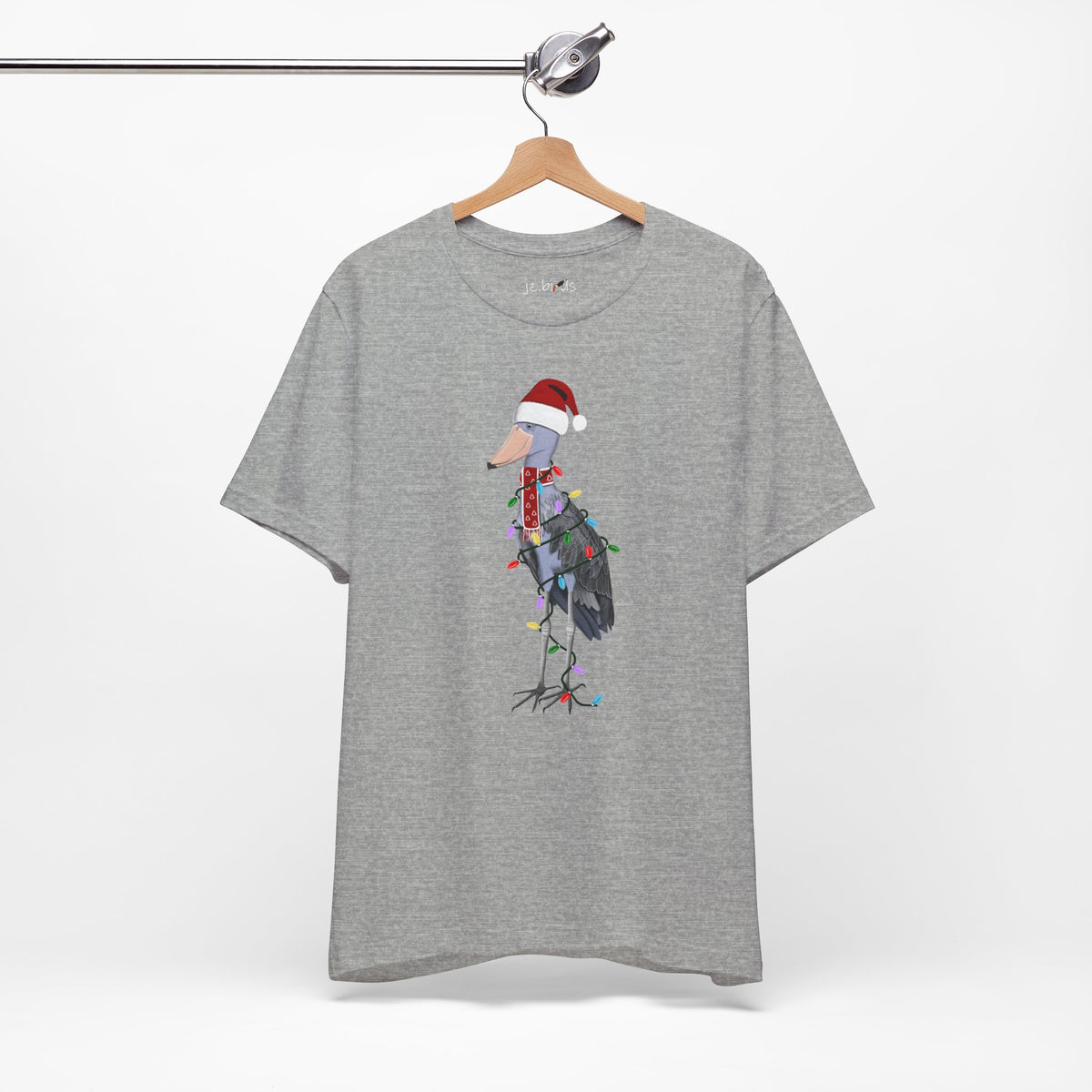 フェアリーライト付きハシビロコウのクリスマスバードTシャツ