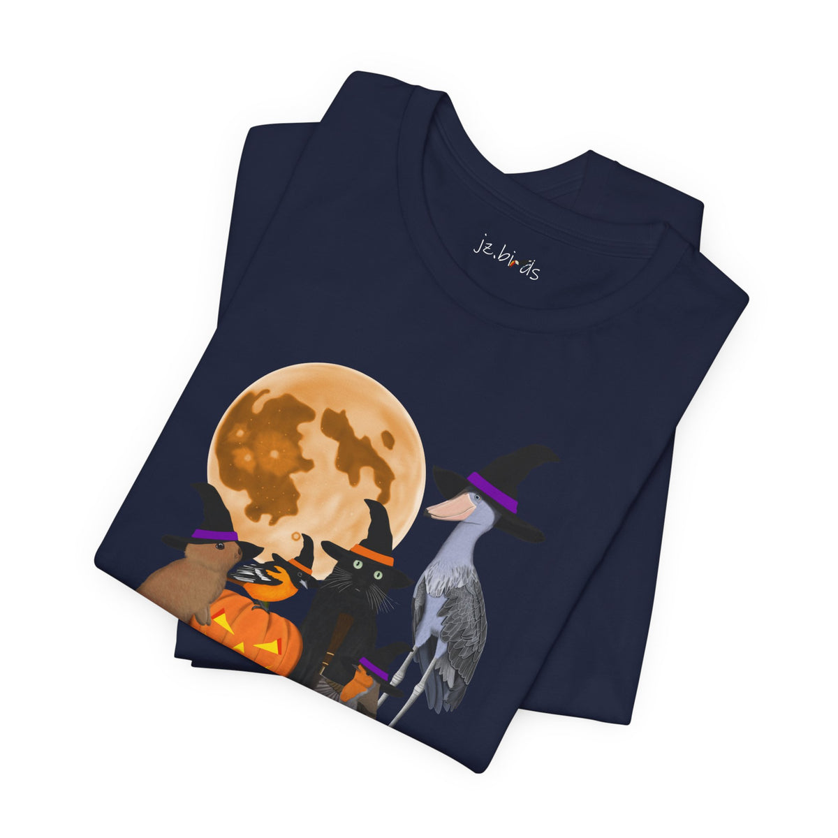 Baltimore Oriole Robin Shoebill with Cat and Bunny Halloween Bird T-Shirt