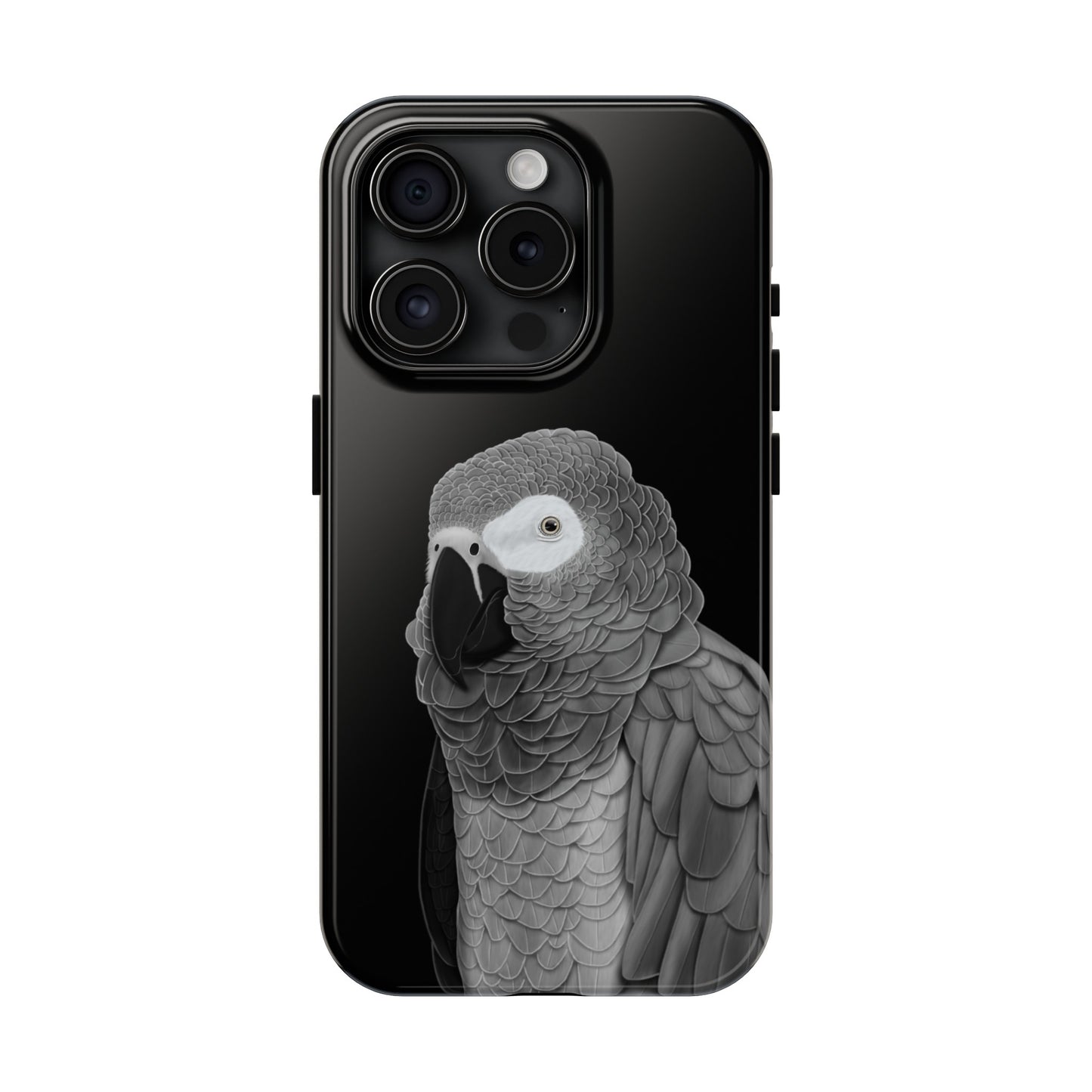 Grey Parrot Bird Art Tough Phone Case Black