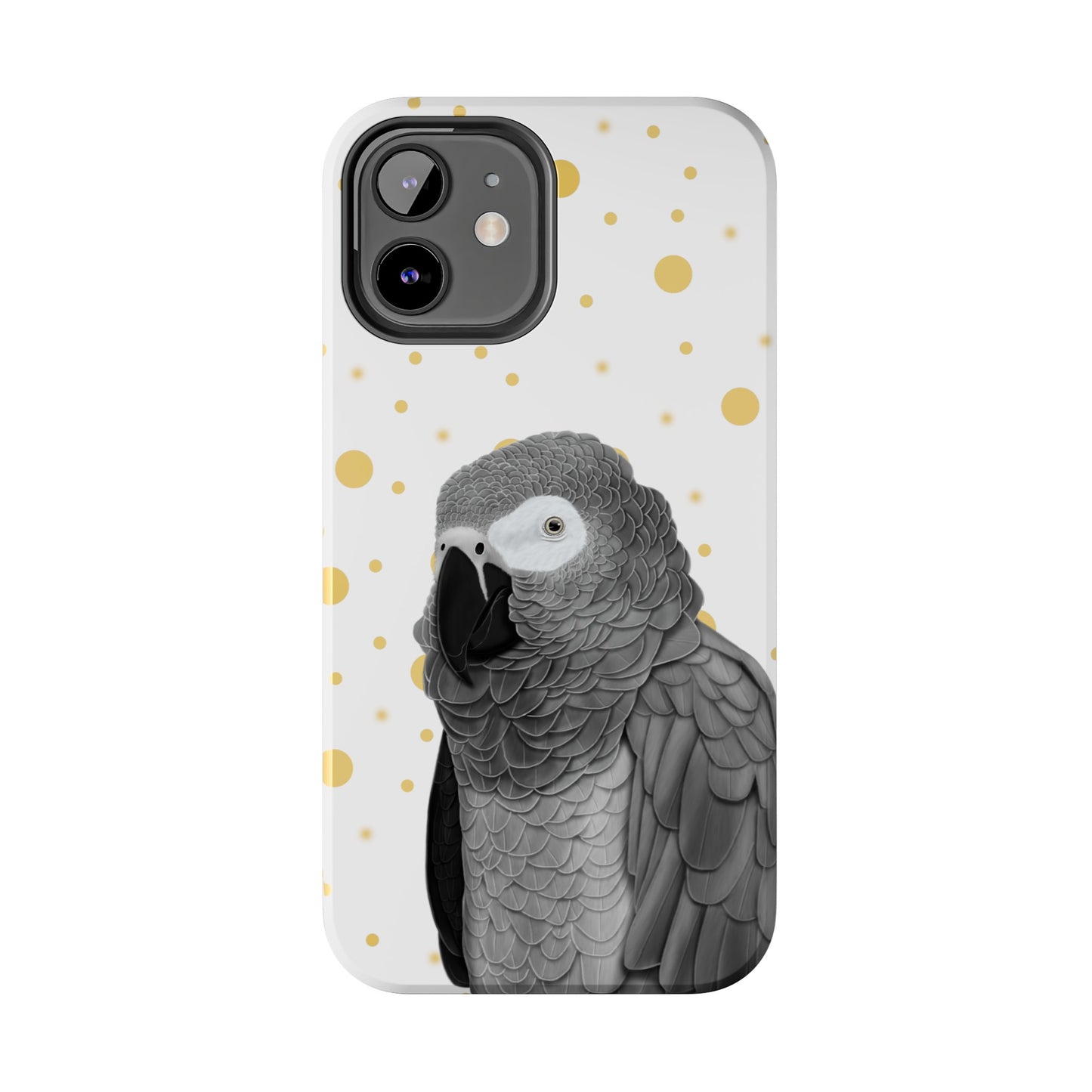 Grey Parrot Bird Art Tough Phone Case White