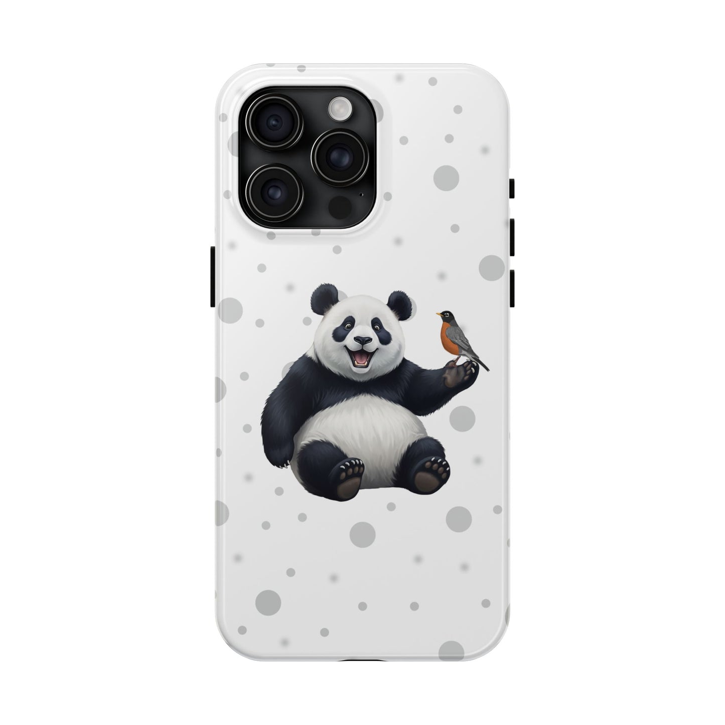 Cute Panda Bear with American Robin Animal iPhone Case - Dual-Layer PC/TPU Protective Cover for iPhone