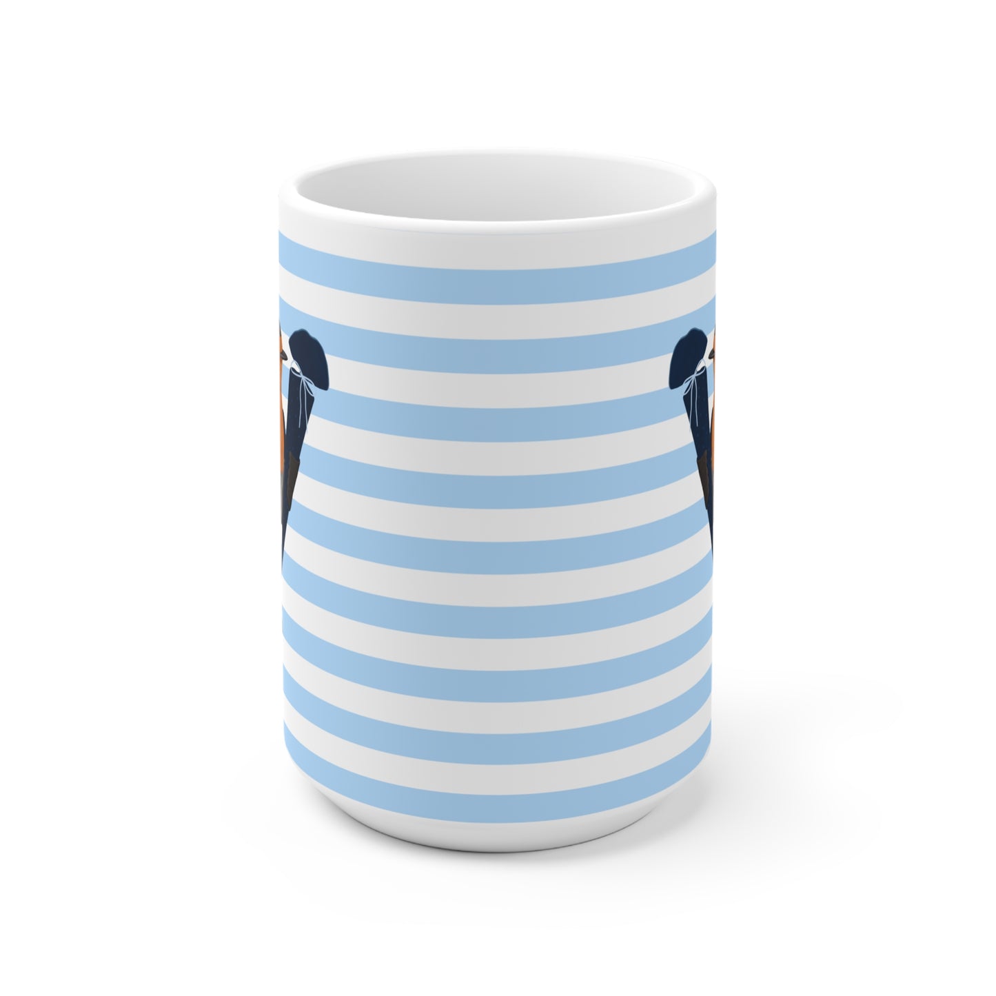 Rotkehlchen Vogel Tasse als Geschenk zur Einschulung Blau Weiß