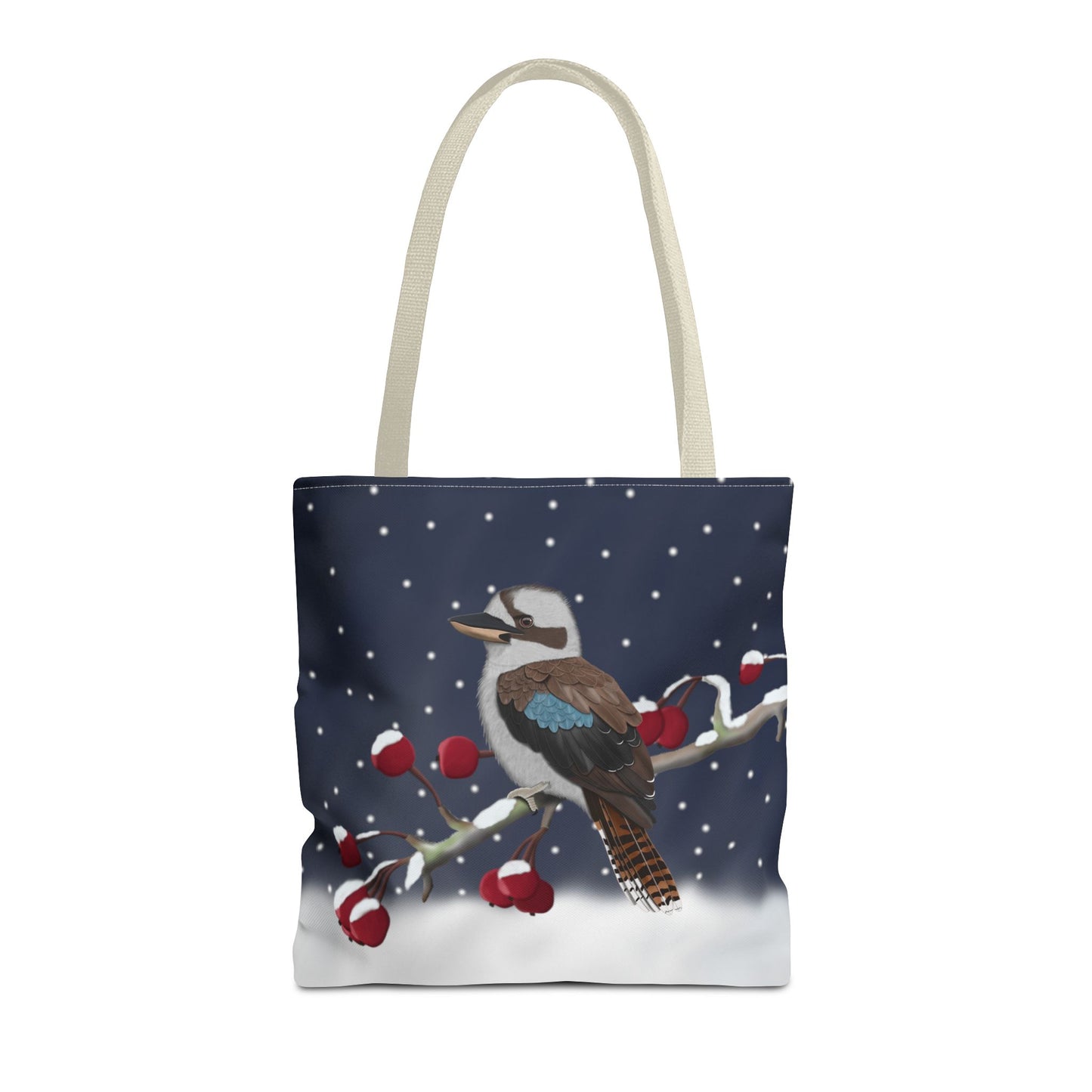 Kookaburra on a Winter Branch Christmas Bird Tote Bag 16"x16" Bags – Accessories and All Over Print style