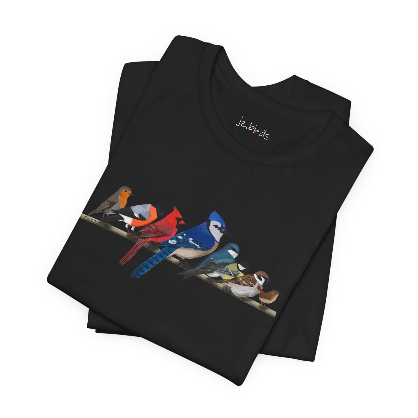 Blue Jay Cardinal Robin Garden Birds on a Branch Birding & Birdwatching Bird T-Shirt