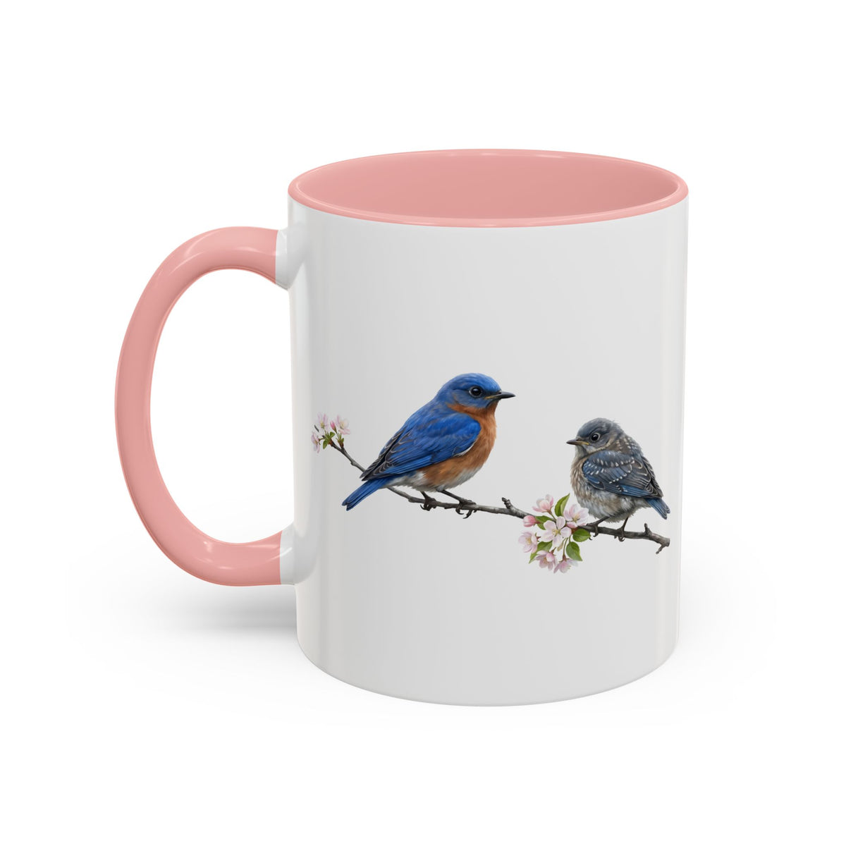 Eastern Bluebird & Fledgling Two-Tone Mug | Spring Bird Lover Gift