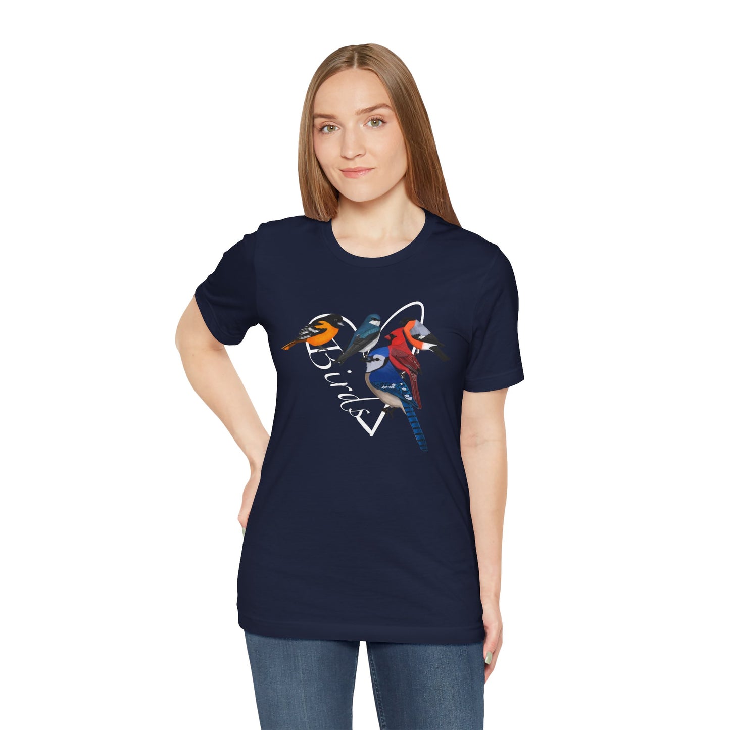 Blue Jay Cardinal Oriole Bullfinch Tree Swallow Heart Bird T-Shirt