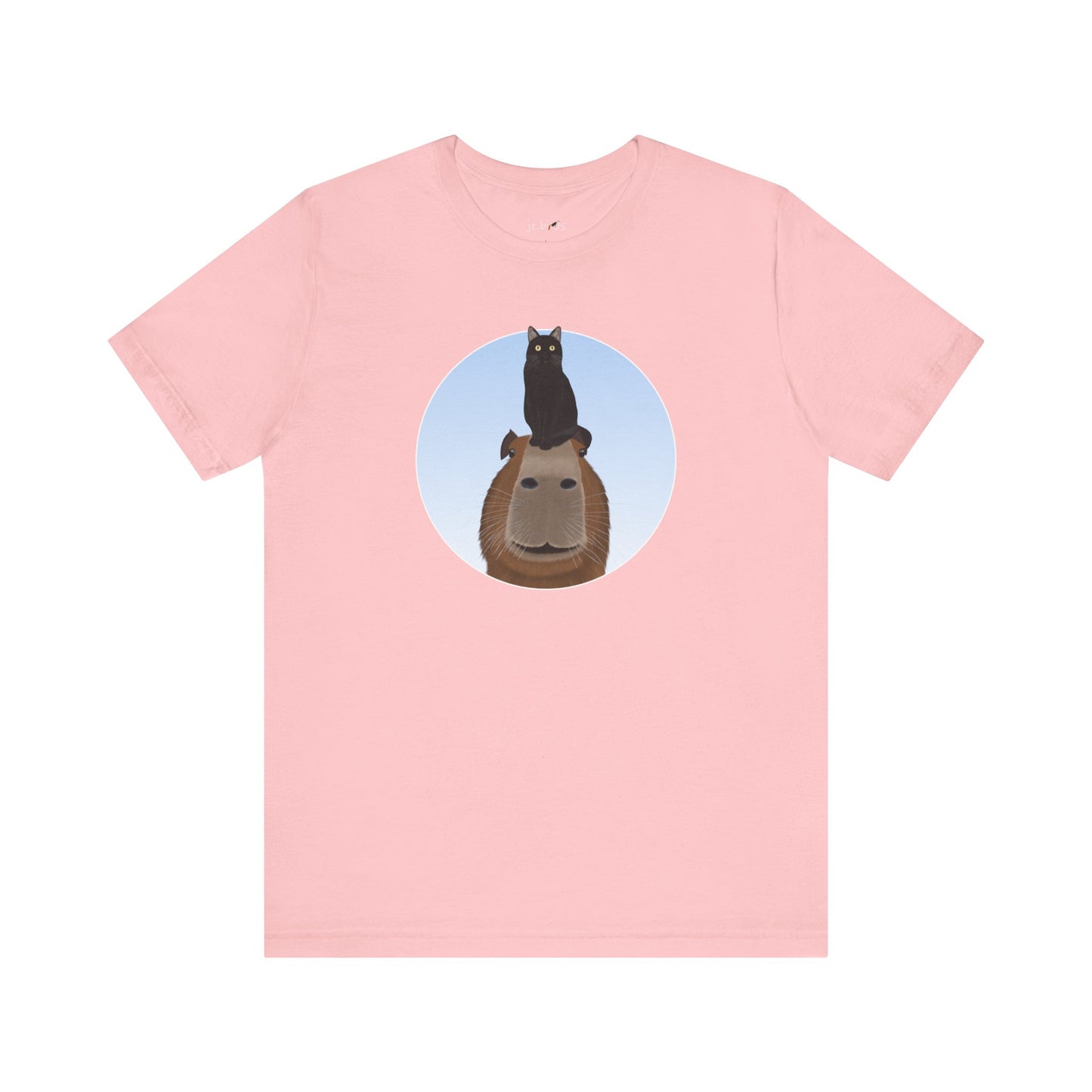 Capybara with Friendly Black Cat Funny T-Shirt