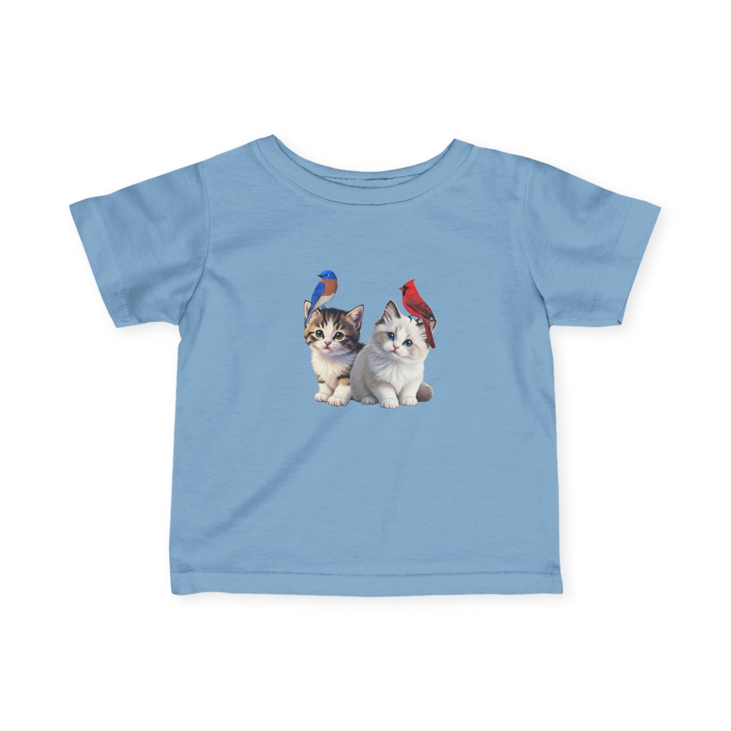 Cute Kitten Baby & Toddler T-Shirt with Bluebird Cardinal Bird