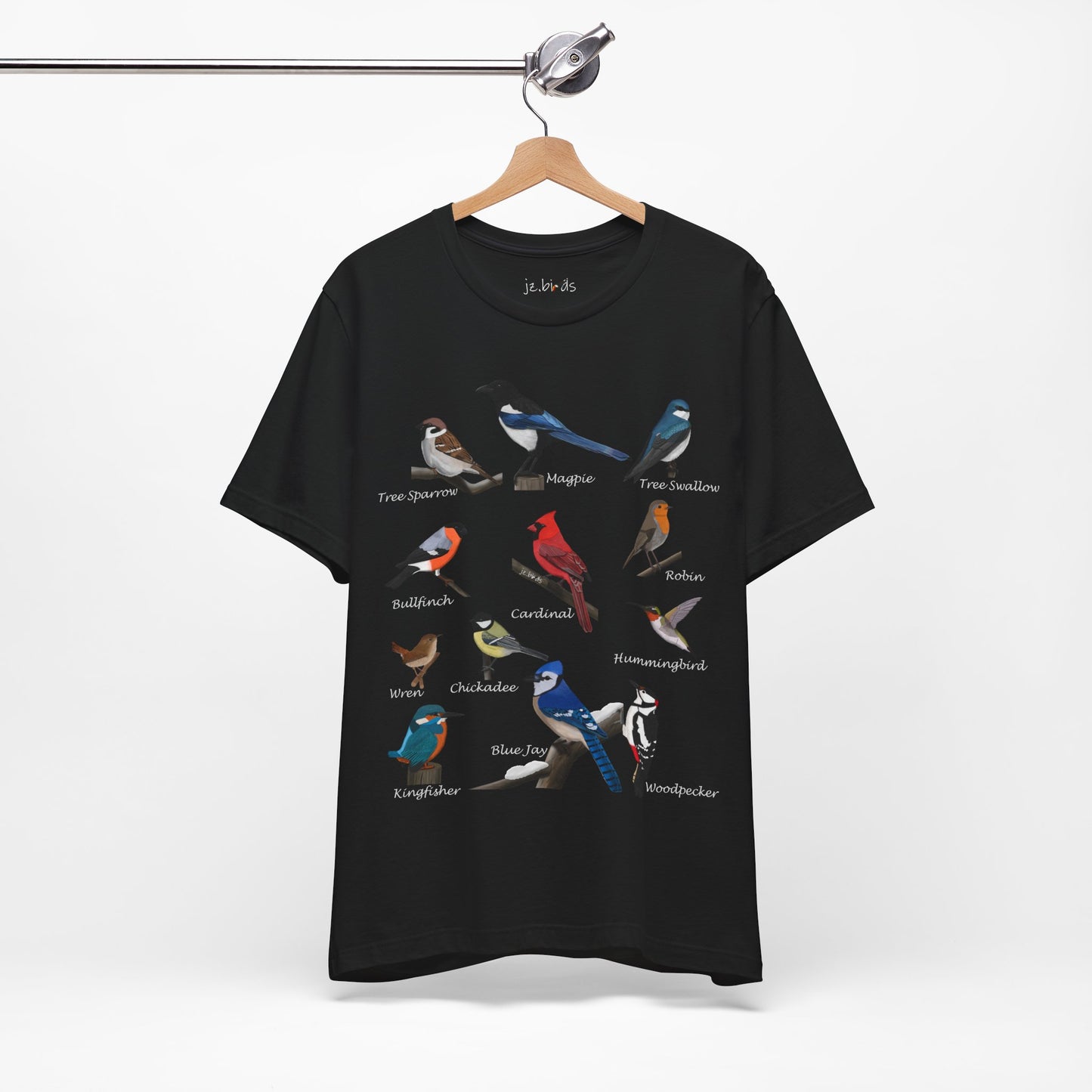 Garden Birds Blue Jay Cardinal Robin Chickadee Birding & Birdwatching Bird T-Shirt
