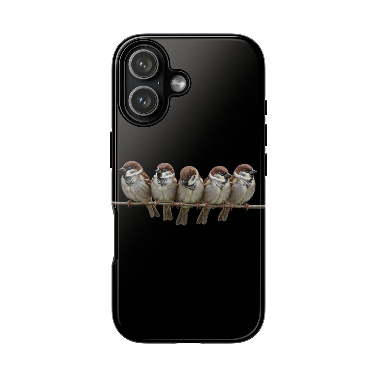 Codirosso su un ramo Cover premium per cellulare – Doppia protezione e stampa integrale, nera