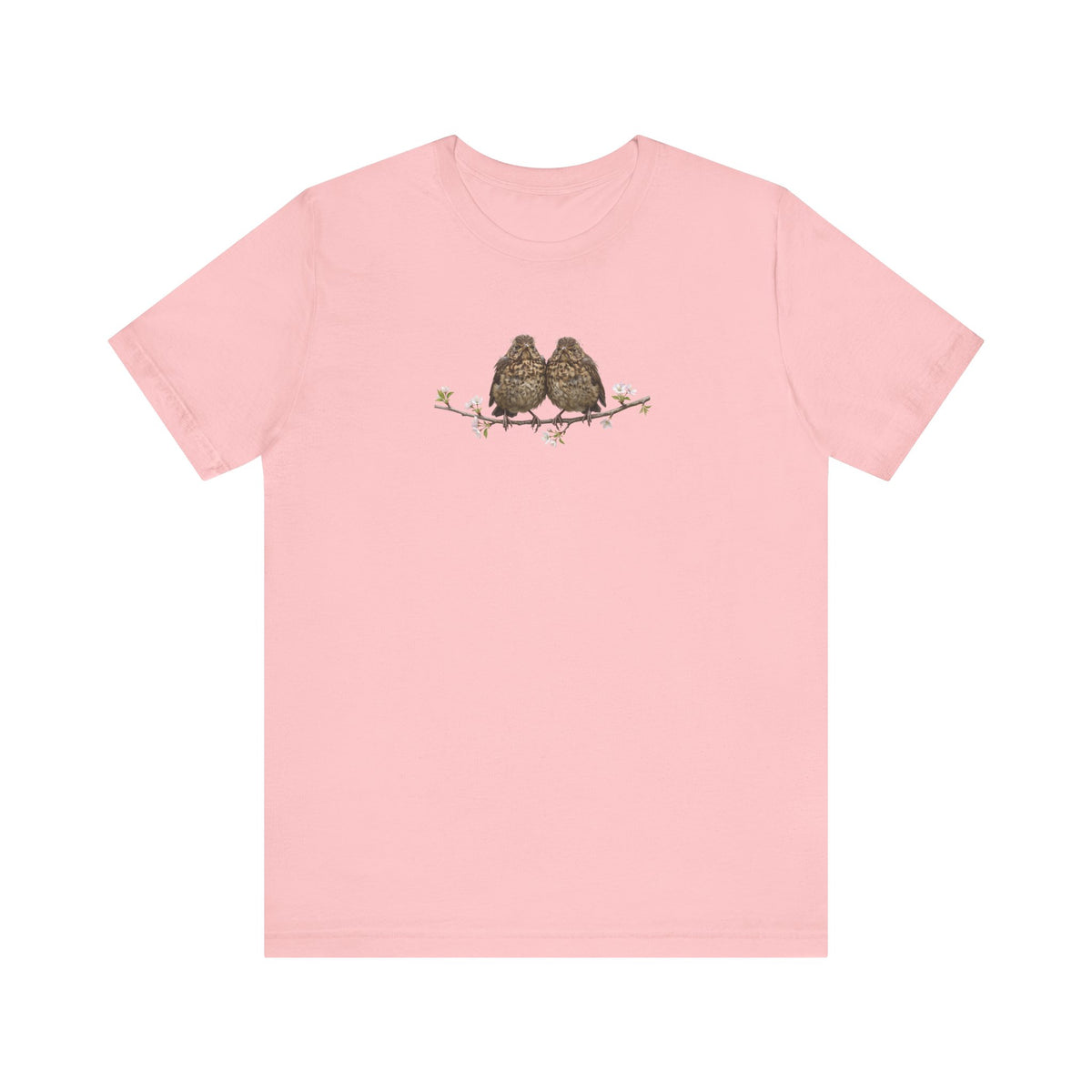 Blackbird Fledgling T-Shirt | Spring Blossoms Unisex Graphic Tee for Bird Watchers