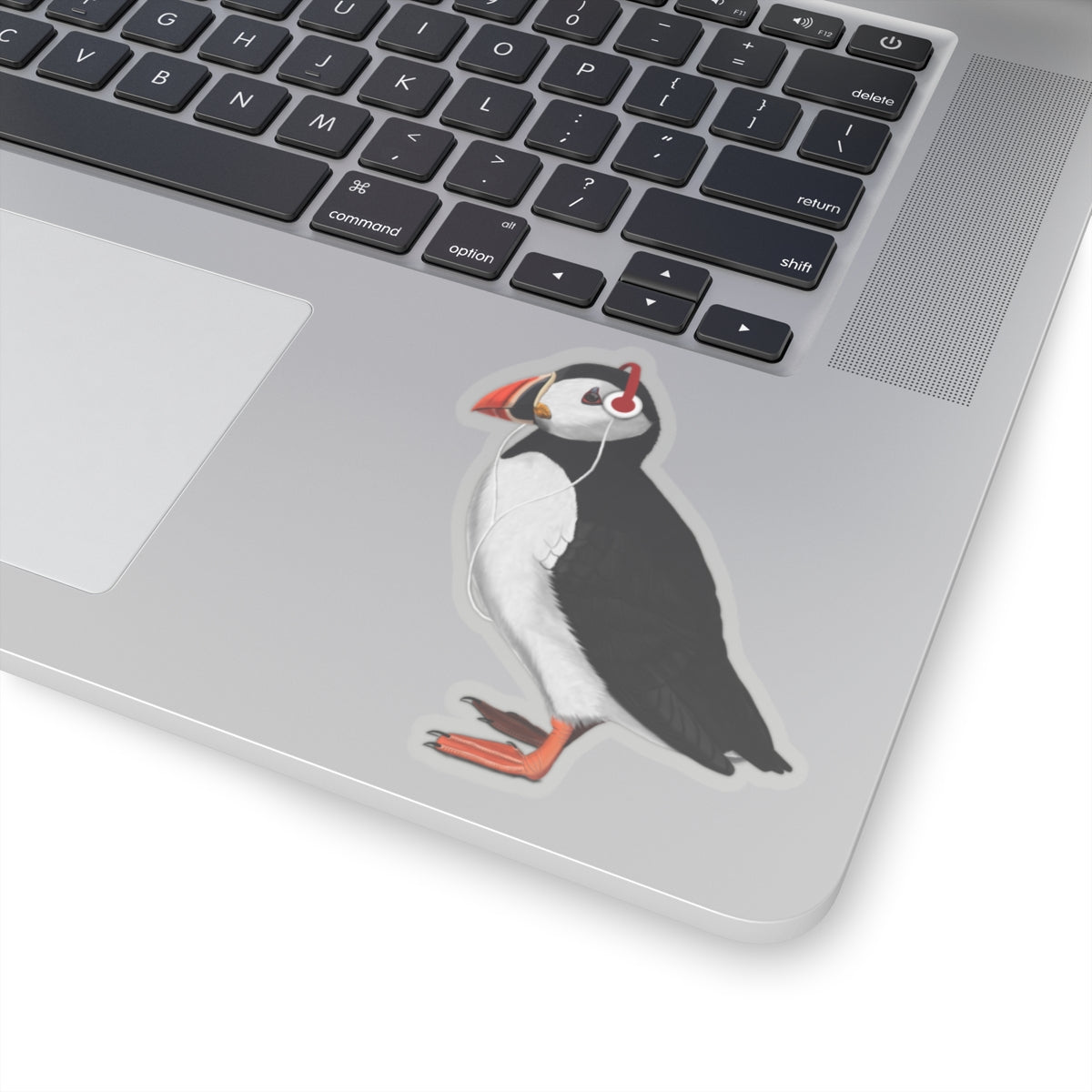 Puffin Bird with Music Headphones Sticker