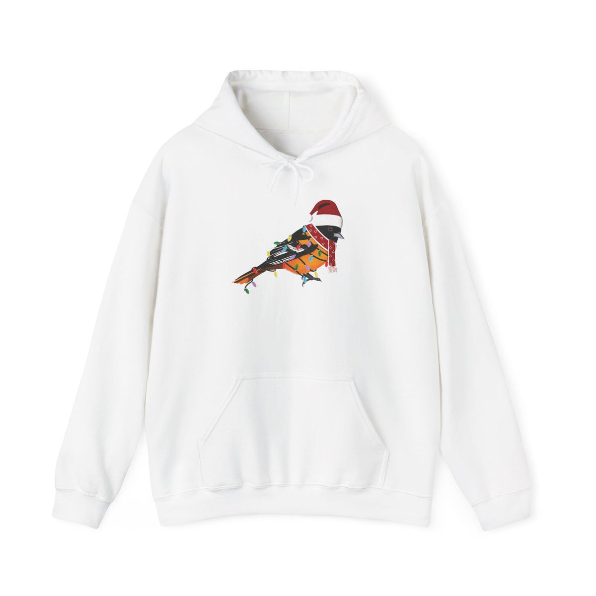 Baltimore Oriole with Fairy Lights Christmas Bird Hoodie –
