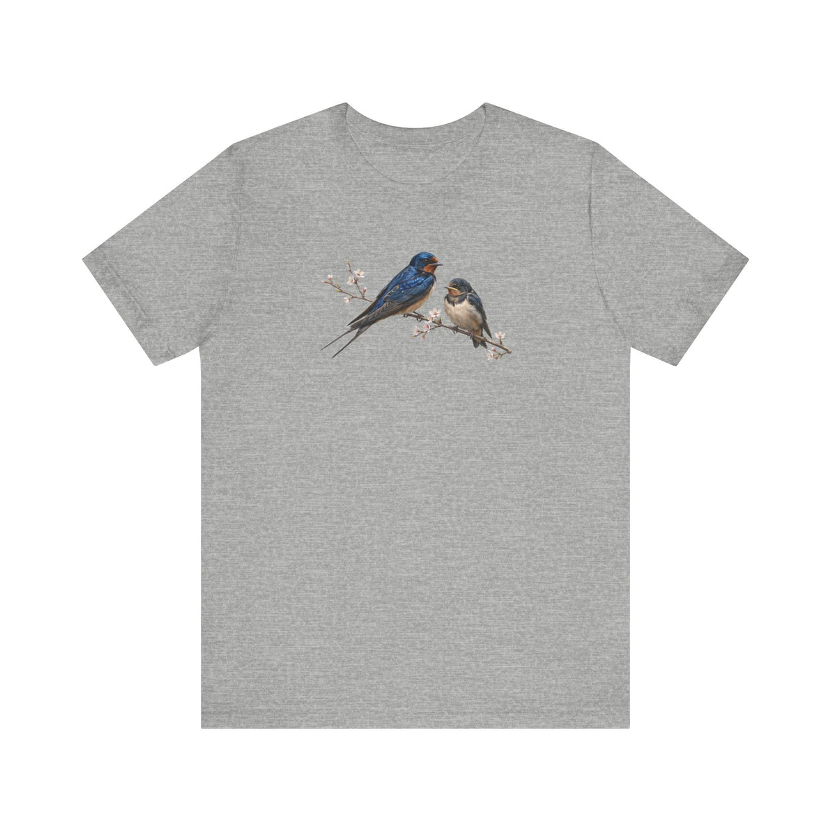 Barn Swallow & Fledgling T-Shirt | Spring Blossoms Unisex Graphic Tee