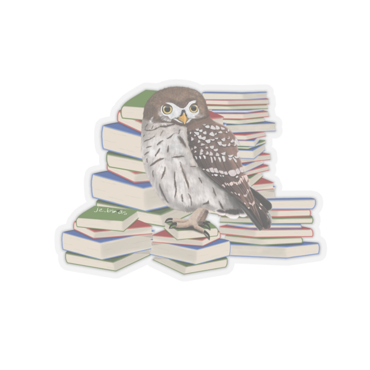 Owl Bird and Books Birdlover Bookworm Sticker