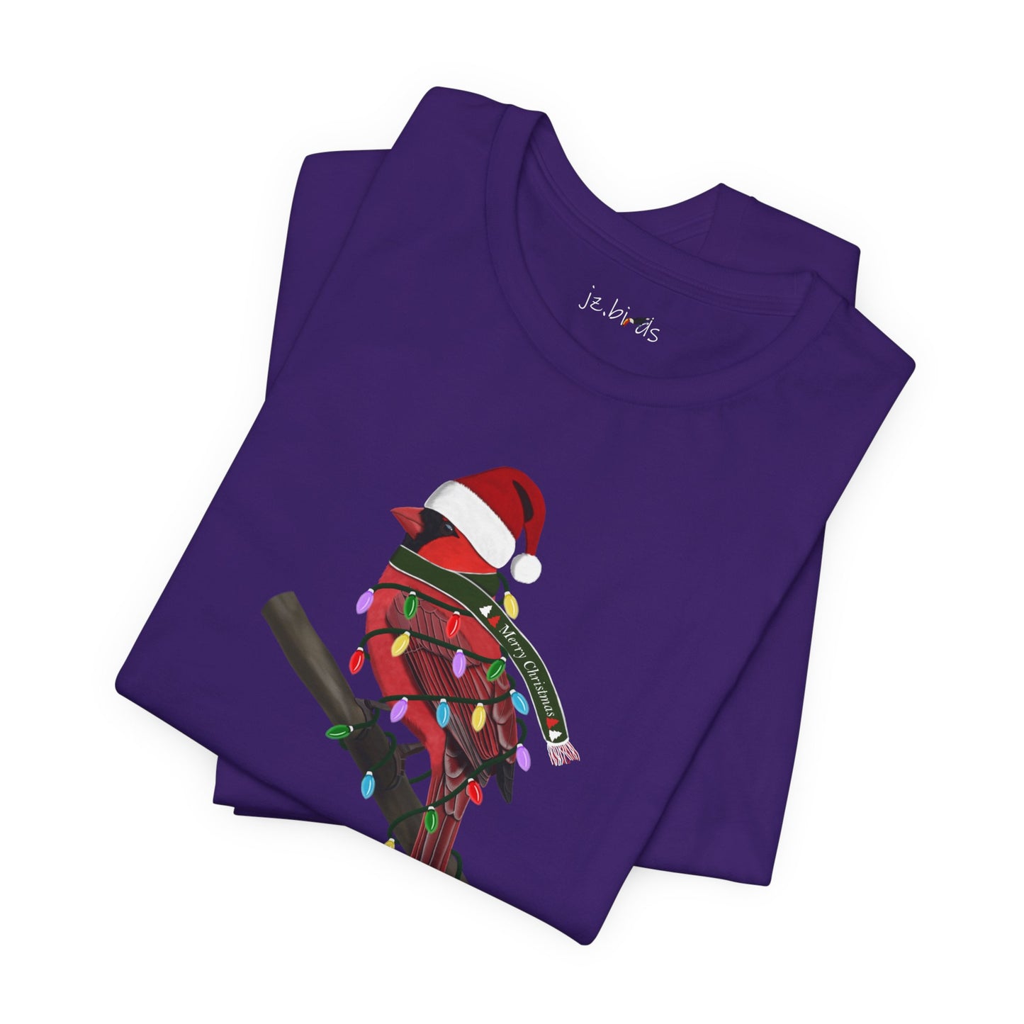 Cardinal with Fairy Lights Christmas Bird T-Shirt