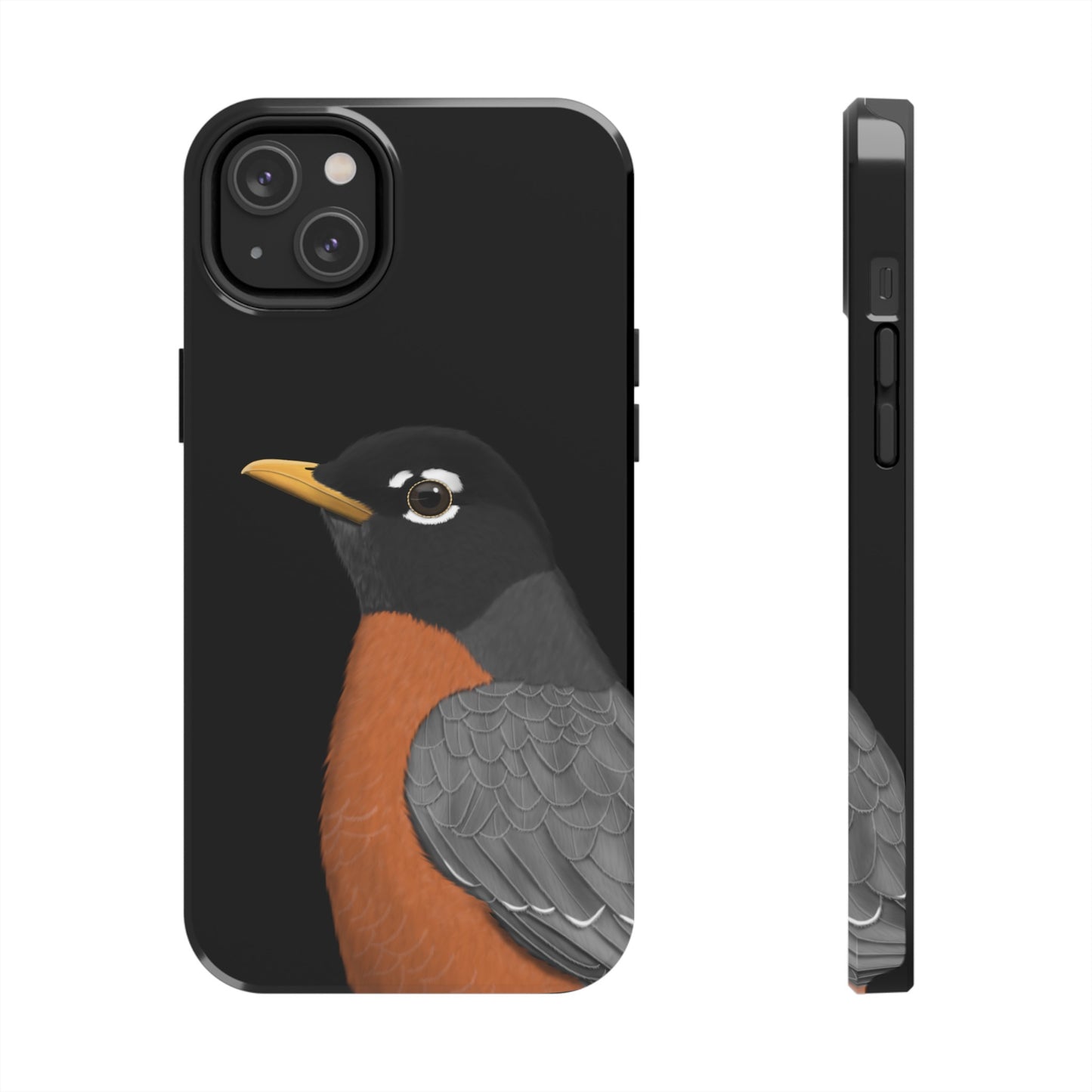 Robin Bird Art Tough Phone Case Black