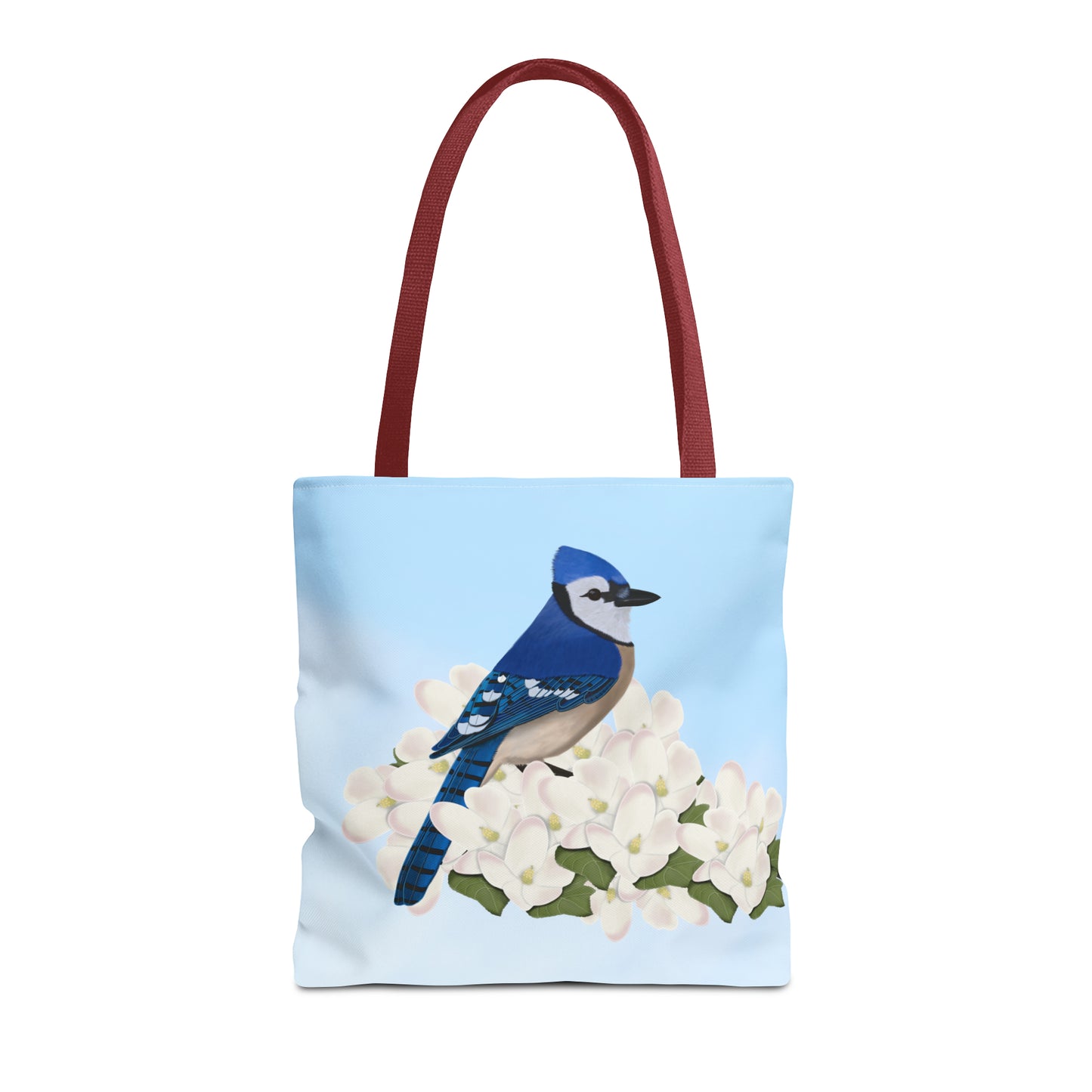 Blue Jay in Spring Blossoms Bird Tote Bag 16"x16" - jz.birds