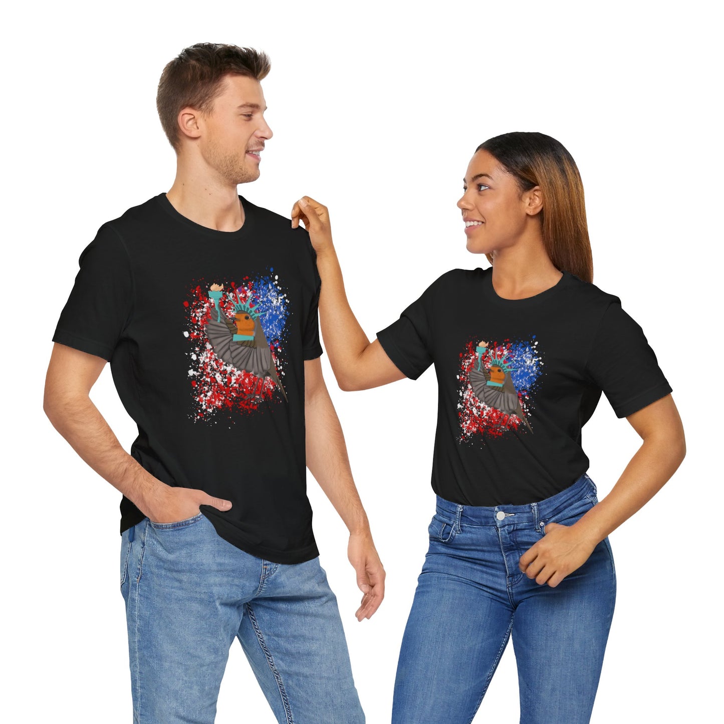 Robin 4th of July Independence Day Statue of Liberty Bird T-Shirt