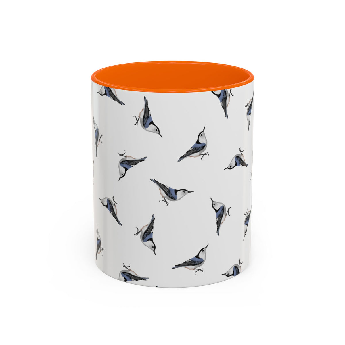 Nuthatch All-Over Pattern Accent Mug | Colorful Bird Lover Gift for Birdwatchers