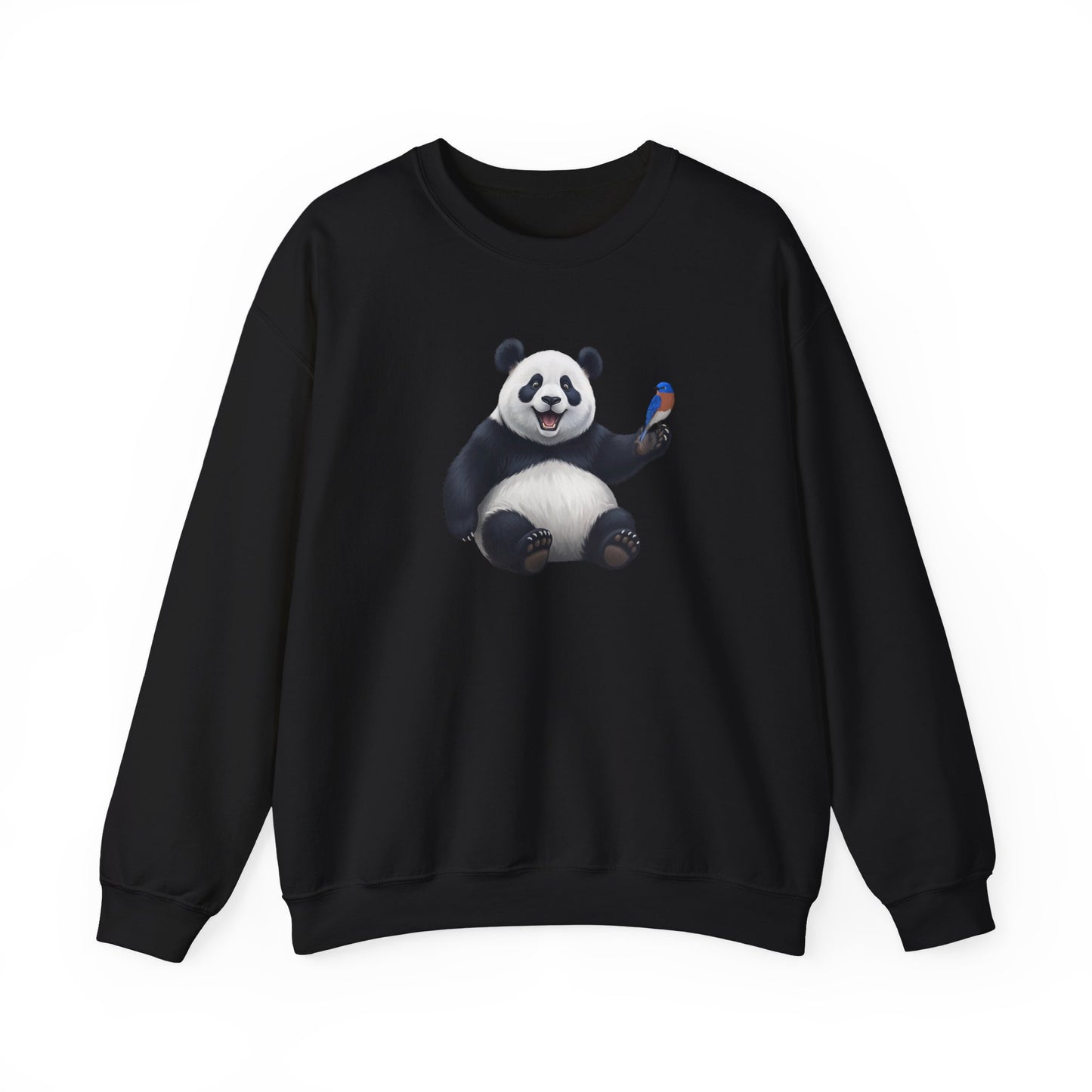 Panda Bear with a Bluebird Sweatshirt Bird & Animal Lover